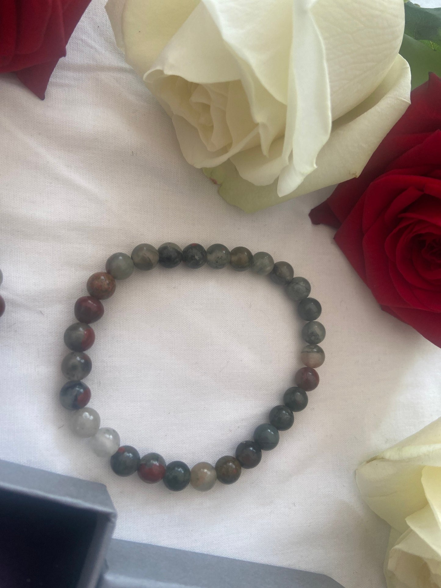 African Bloodstone Crystal Gemstone Bracelet, Wealth Crystal, African Bloodstone Anklet, Health Crystal, Happiness Gemstones, Protection