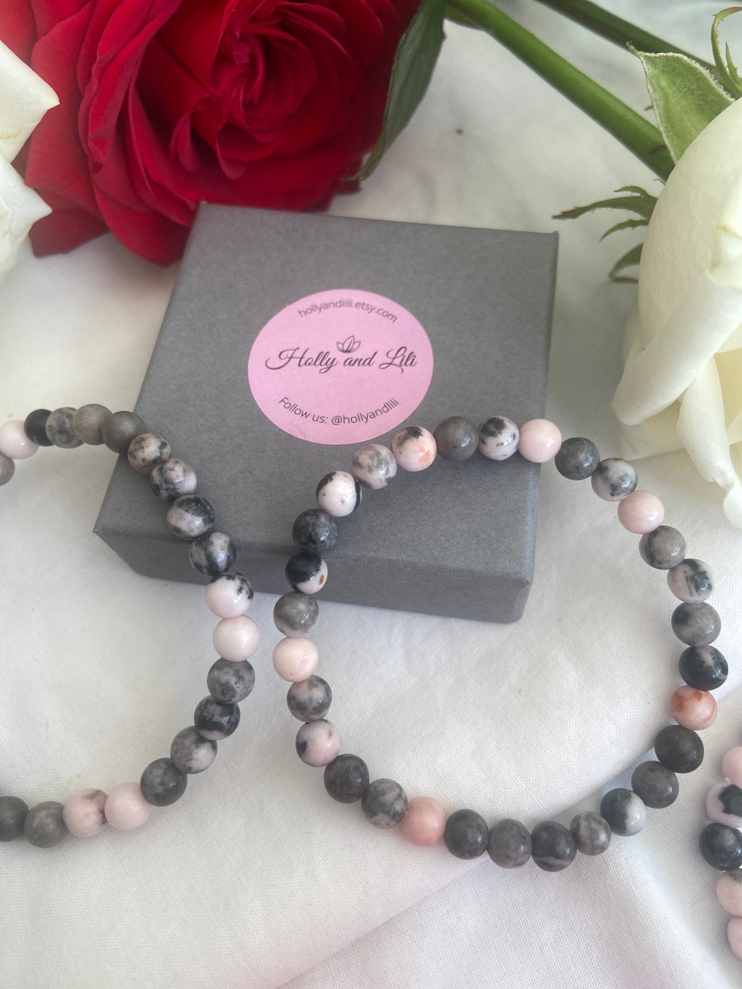 Pink Zebra Crystal Gemstone Bracelet, Calming Crystal Bracelet, Anger Release, Bitterness Relief, Mental Strength Bracelet, Life Balancing