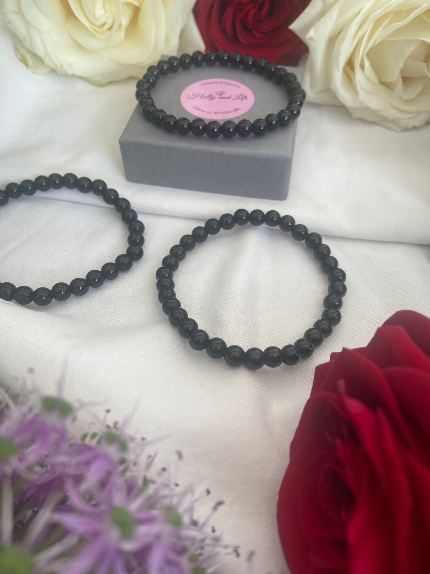 Black Agate Crystal Gemstone Bracelet, Protection Crystals, Courage Bracelet, Healing Crystals, Improve Health Bracelet, Indegestion Crystal