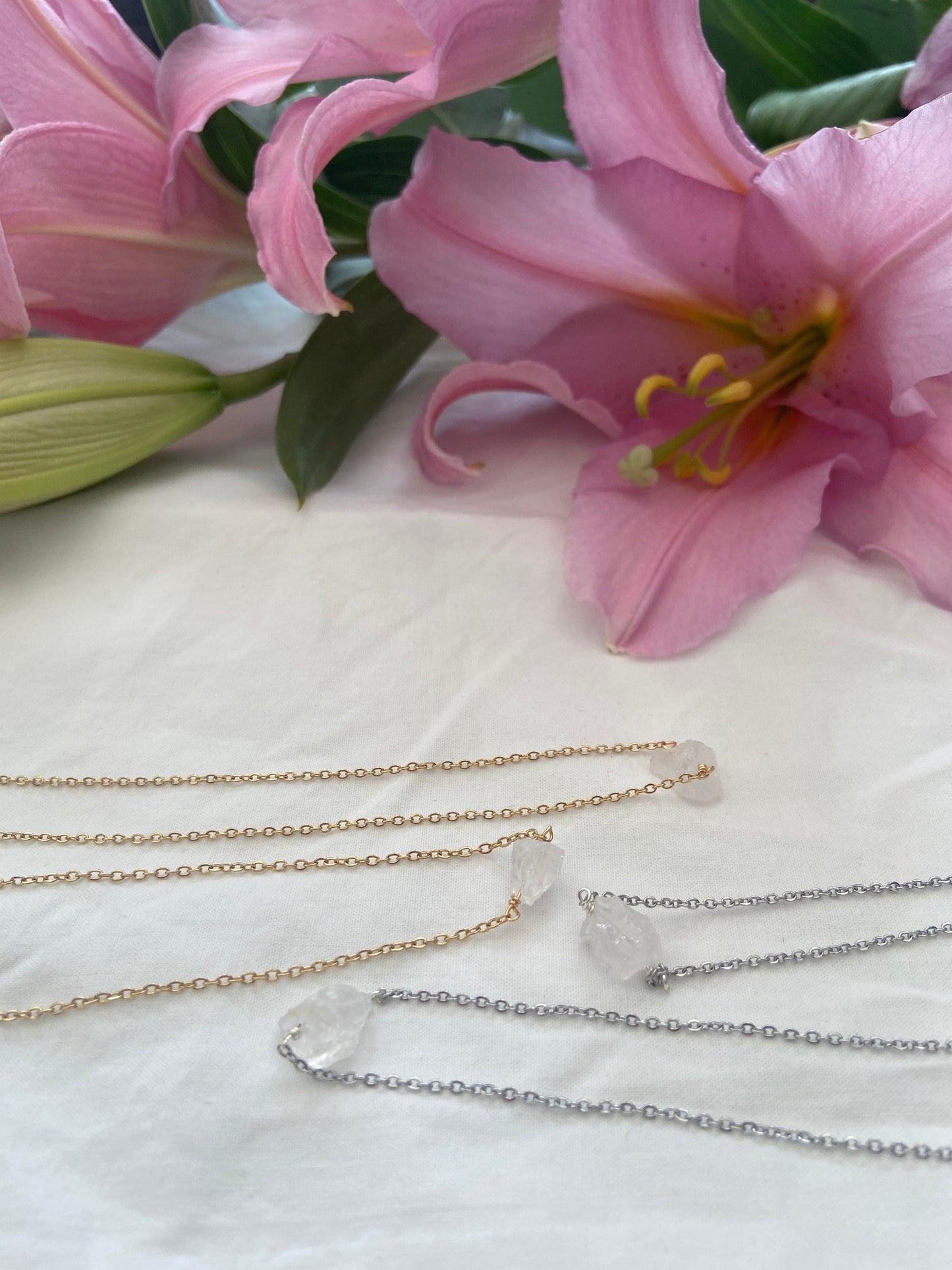 Clear Quartz Raw Crystal Necklace, Raw Gemstone, Clear Quartz Necklace, Crystal Necklace,