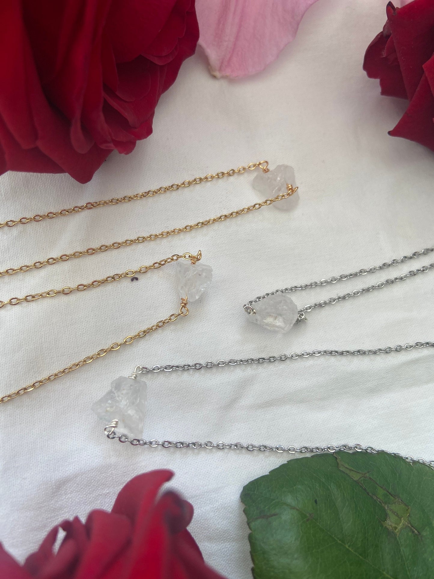 Clear Quartz Raw Crystal Necklace, Raw Gemstone, Clear Quartz Necklace, Crystal Necklace,