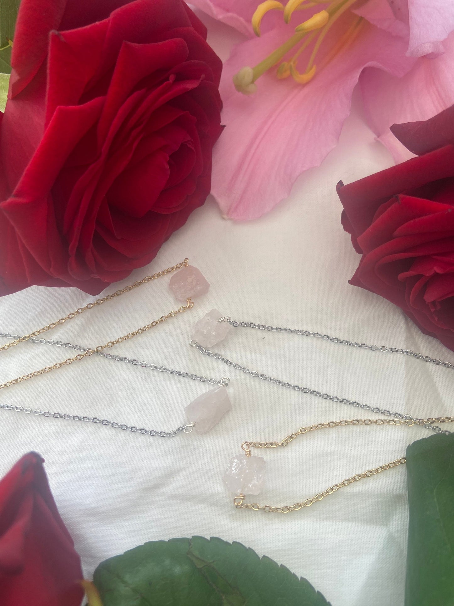 Rose Quartz Raw Crystal Necklace, Raw Gemstone, Necklace, Crystal Necklace,