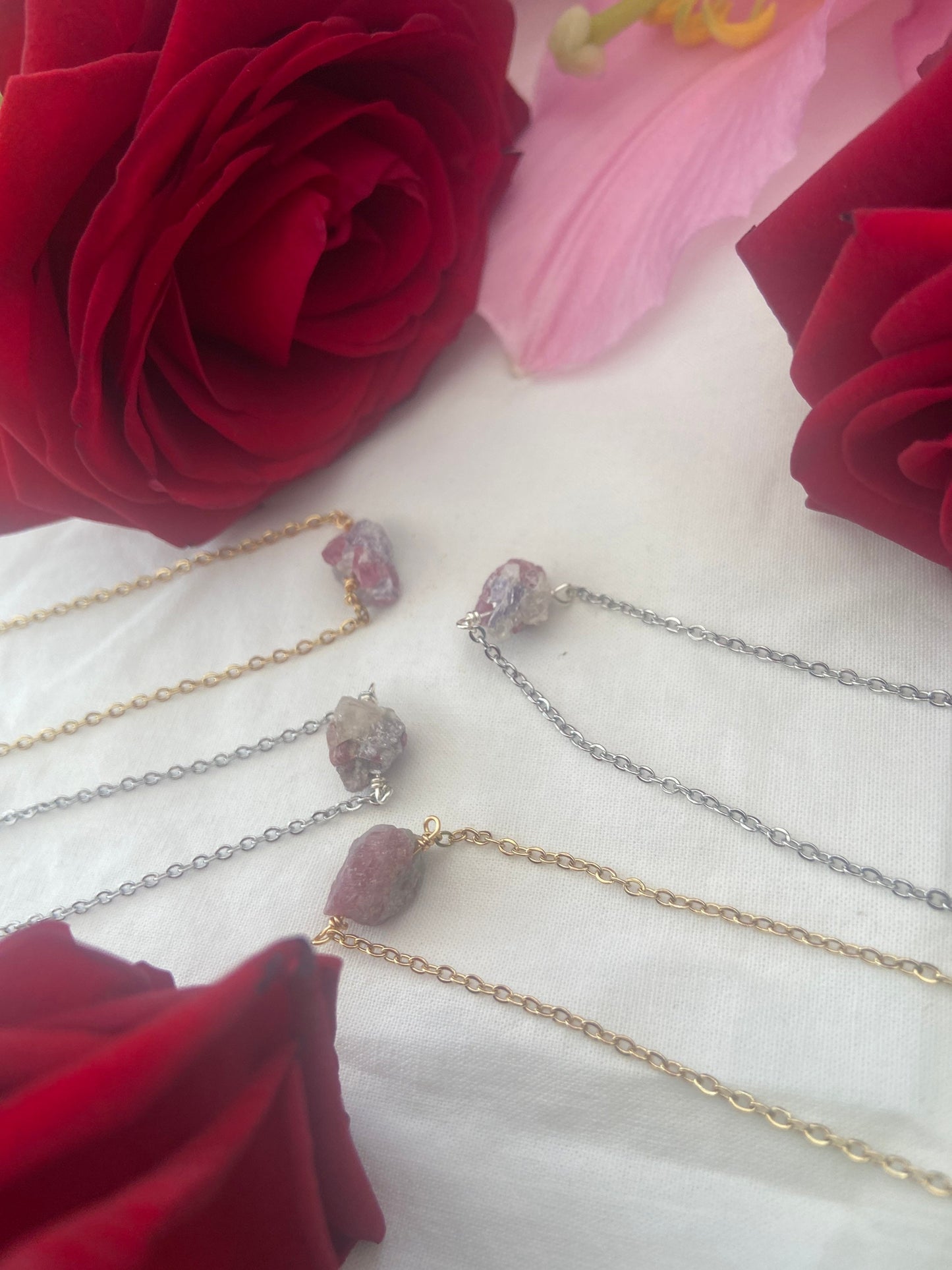 Tourmaline Pink Raw Crystal Necklace, Raw Gemstone, Necklace, Crystal Necklace,