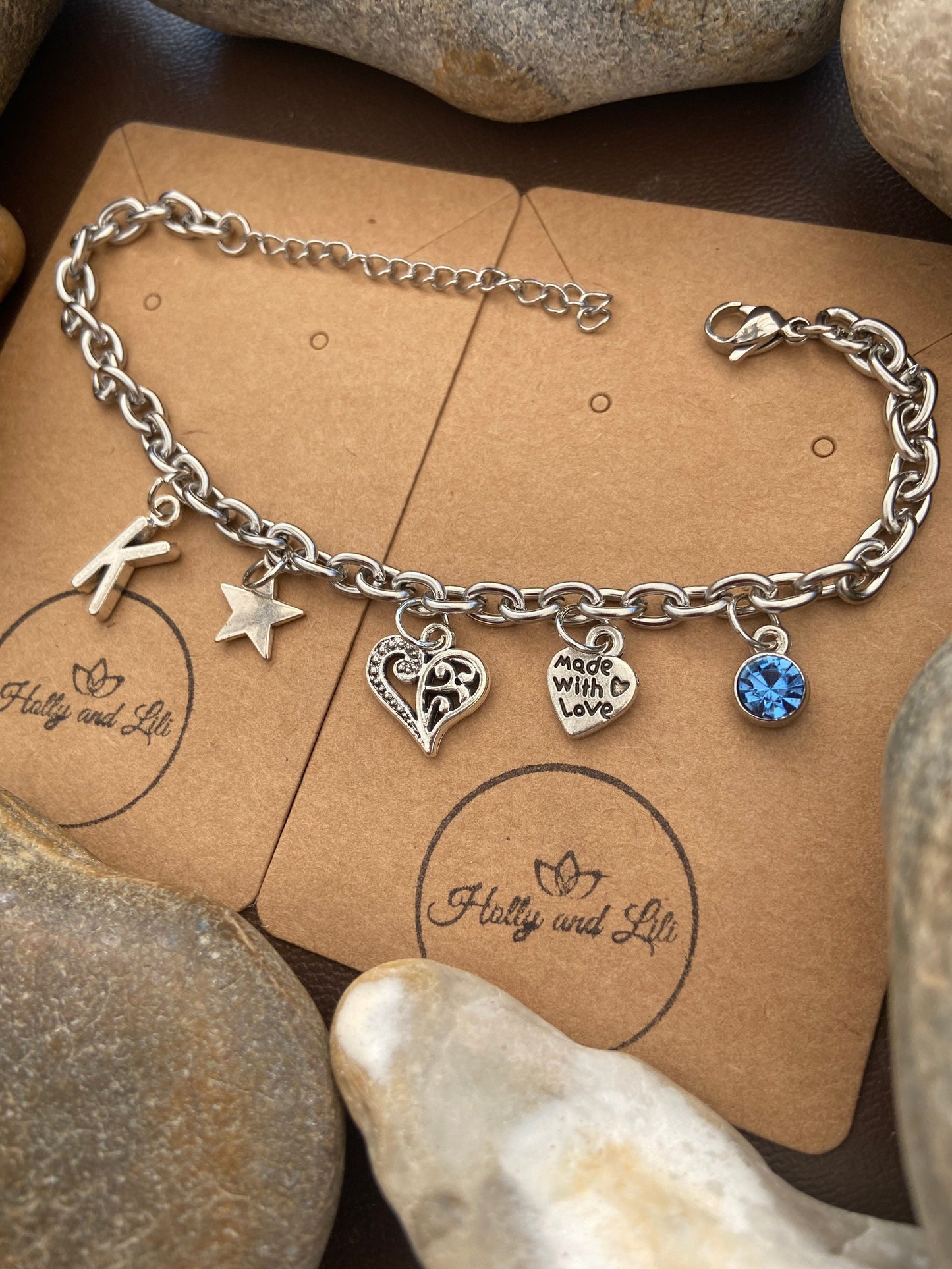 Love Bracelet, Alphabet Initial Bracelet, Birthstone Bracelet, Initial Bracelet, Heart Anklet, Star Bracelet, Personalised Bracelet