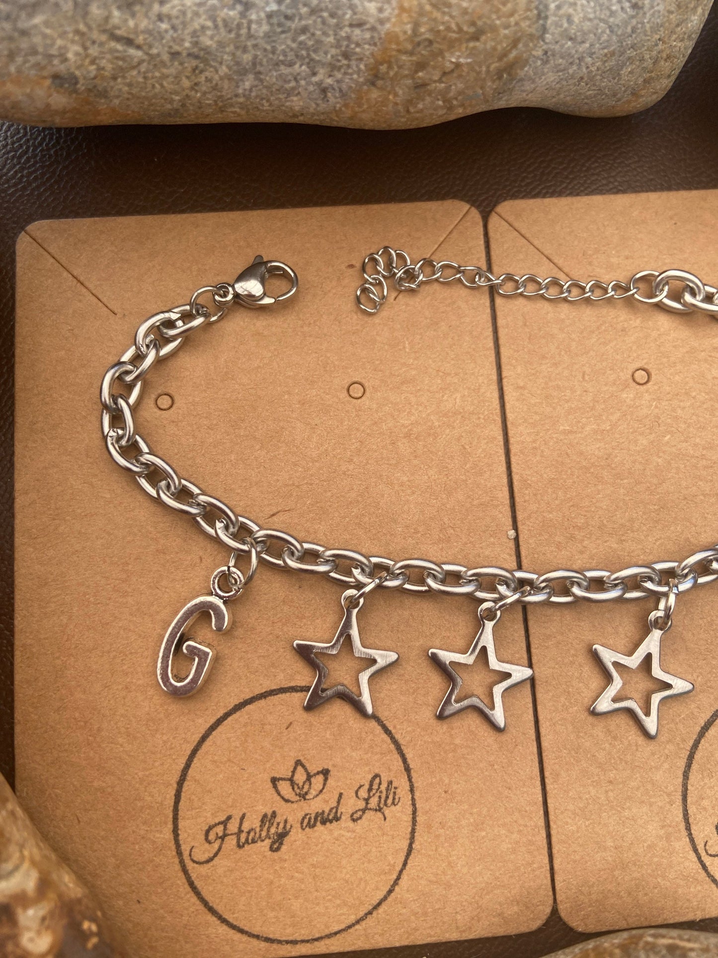 Stars Bracelet, Alphabet Initial Bracelet, Birthstone Bracelet, Initial Bracelet, Star Anklet, Star Bracelet, Personalised Bracelet