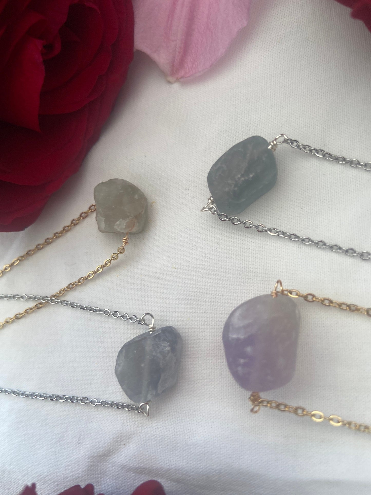 Fluorite Raw Crystal Necklace, Raw Gemstone, Necklace, Crystal Necklace,