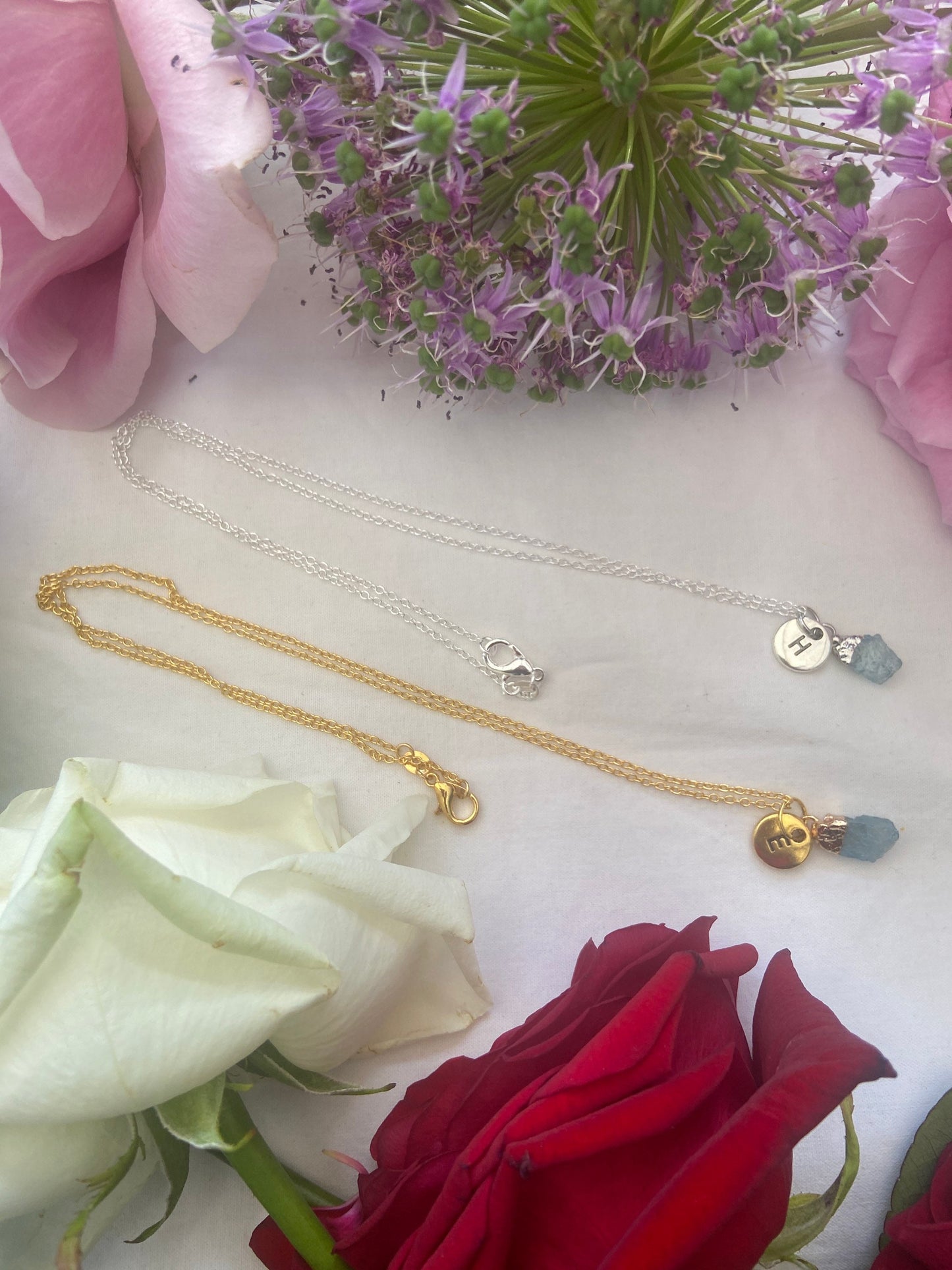 Aquamarine Raw Dipped Crystal Necklace, Raw Gemstone, Necklace, Crystal Necklace, Aquamarine, Healing Gemstones, Initial Necklace, Calming