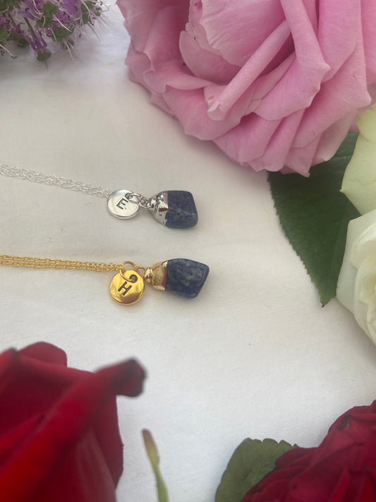 Lapis Lazuli Raw Dipped Crystal Necklace, Raw Gemstone, Necklace, Crystal Necklace,