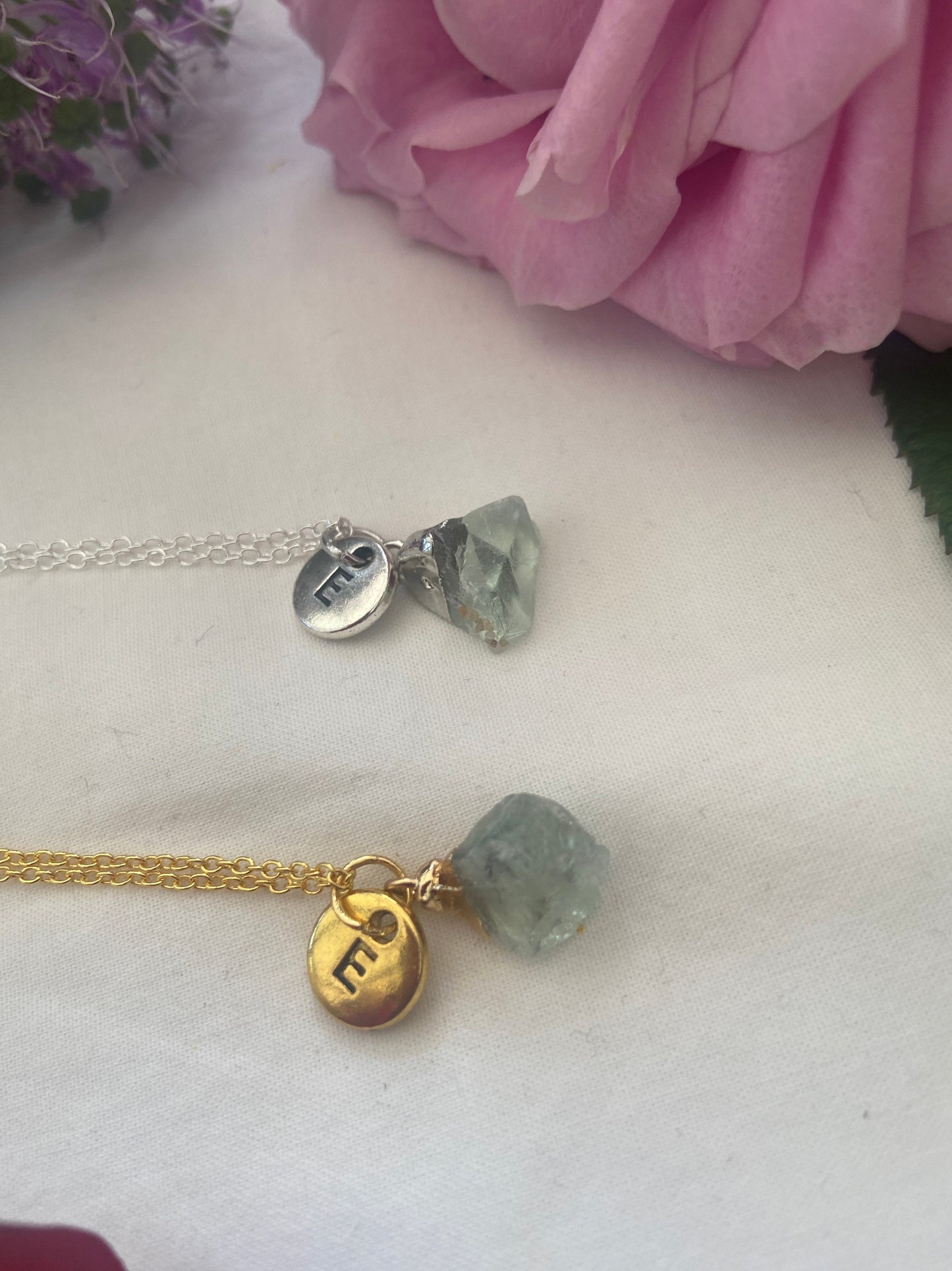 Fluorite Raw Dipped Crystal Necklace, Raw Gemstone, Necklace, Crystal Necklace,