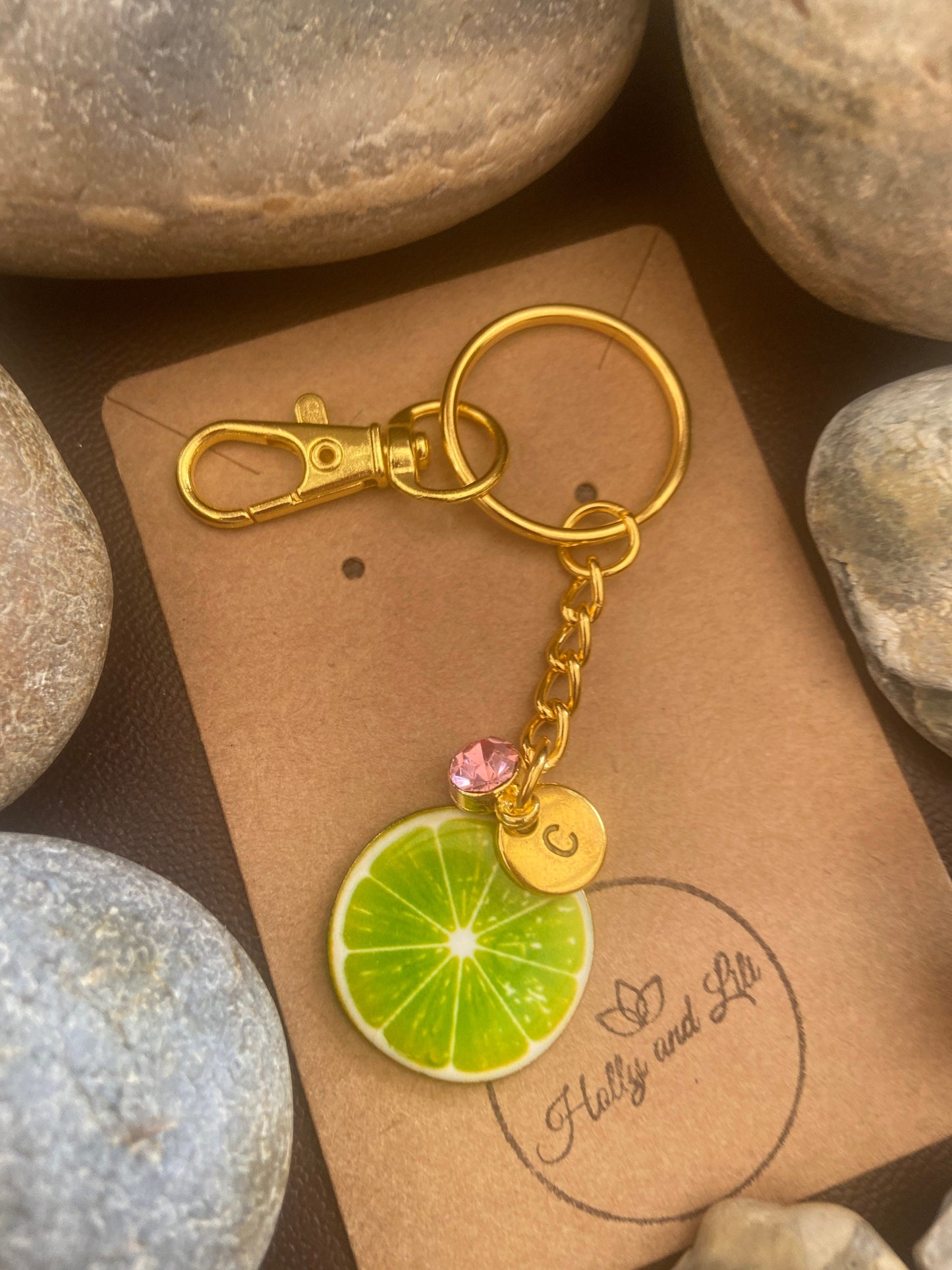 Lime Fruit Style Personalised Keychain, Limes Fruit Keyring, Lime Fruit Alphabet Initials, Birthstone Charm, Limes Gifts, Fruit Zipper Chain