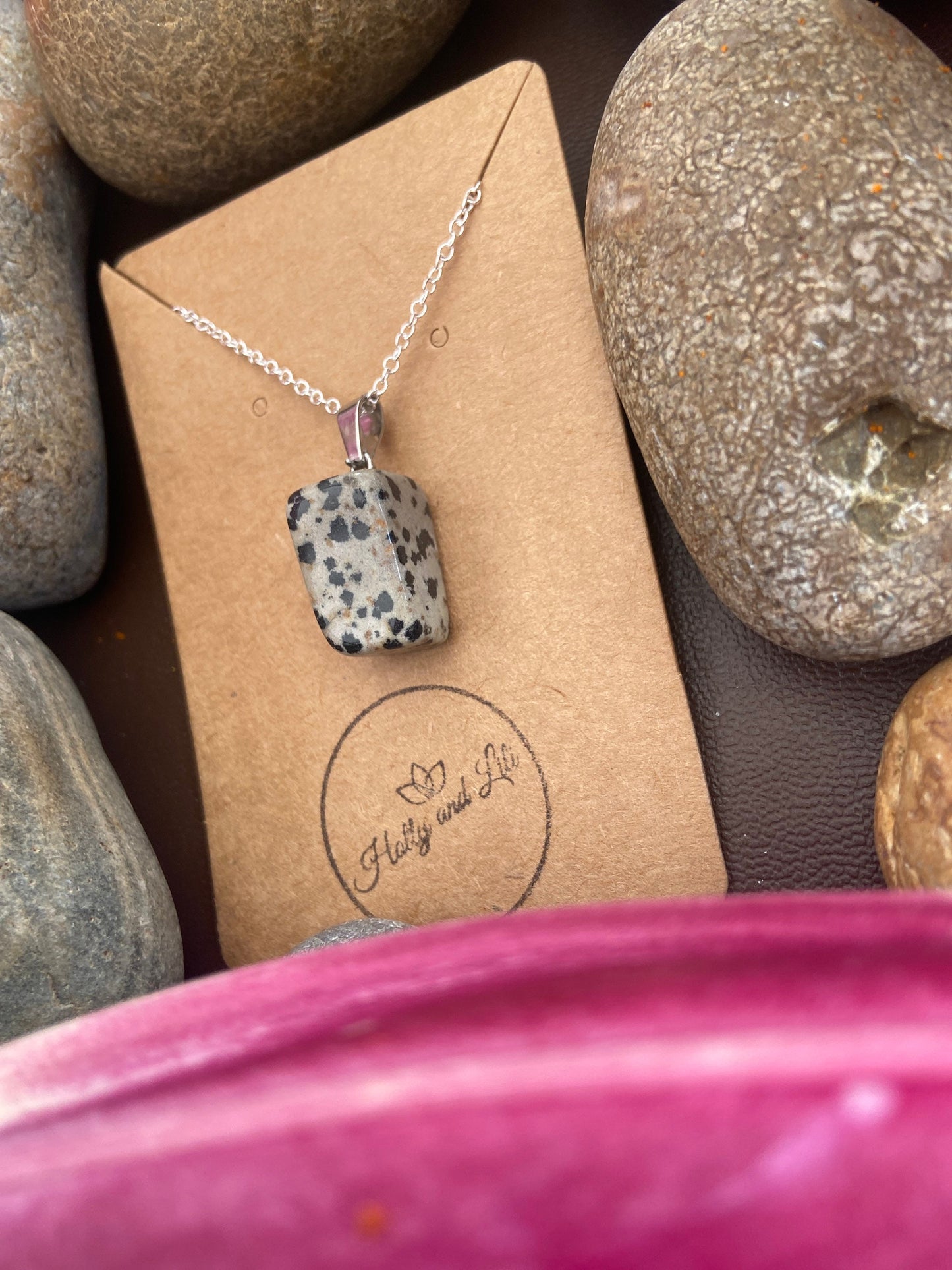 Dalmatian Jasper Agate Crystal Necklace, Alphabet Initial, Dalmatian Jasper Gemstone, Jasper Necklace, Dalmatian Jasper  Chain, Birthstone