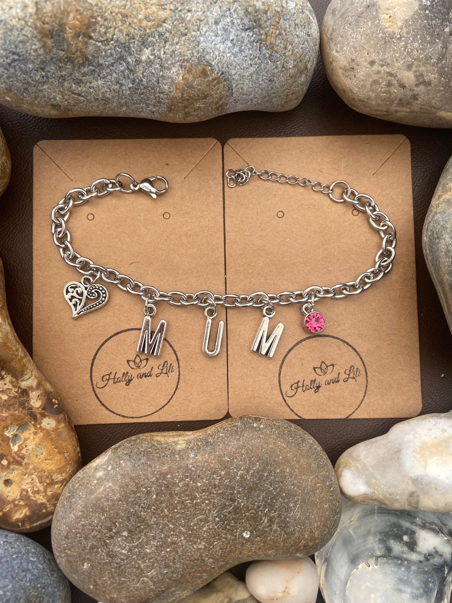 Mum Bracelet, Alphabet Initial Bracelet, Birthstone Bracelet, Initial Bracelet, Mums Anklet, Mummy Bracelet, Personalised Bracelet, Mam