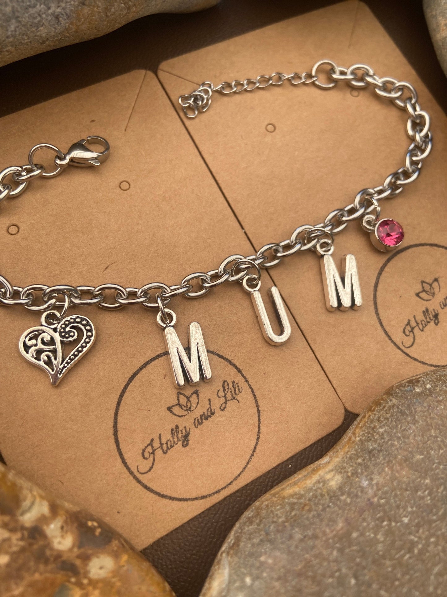 Mum Bracelet, Alphabet Initial Bracelet, Birthstone Bracelet, Initial Bracelet, Mums Anklet, Mummy Bracelet, Personalised Bracelet, Mam