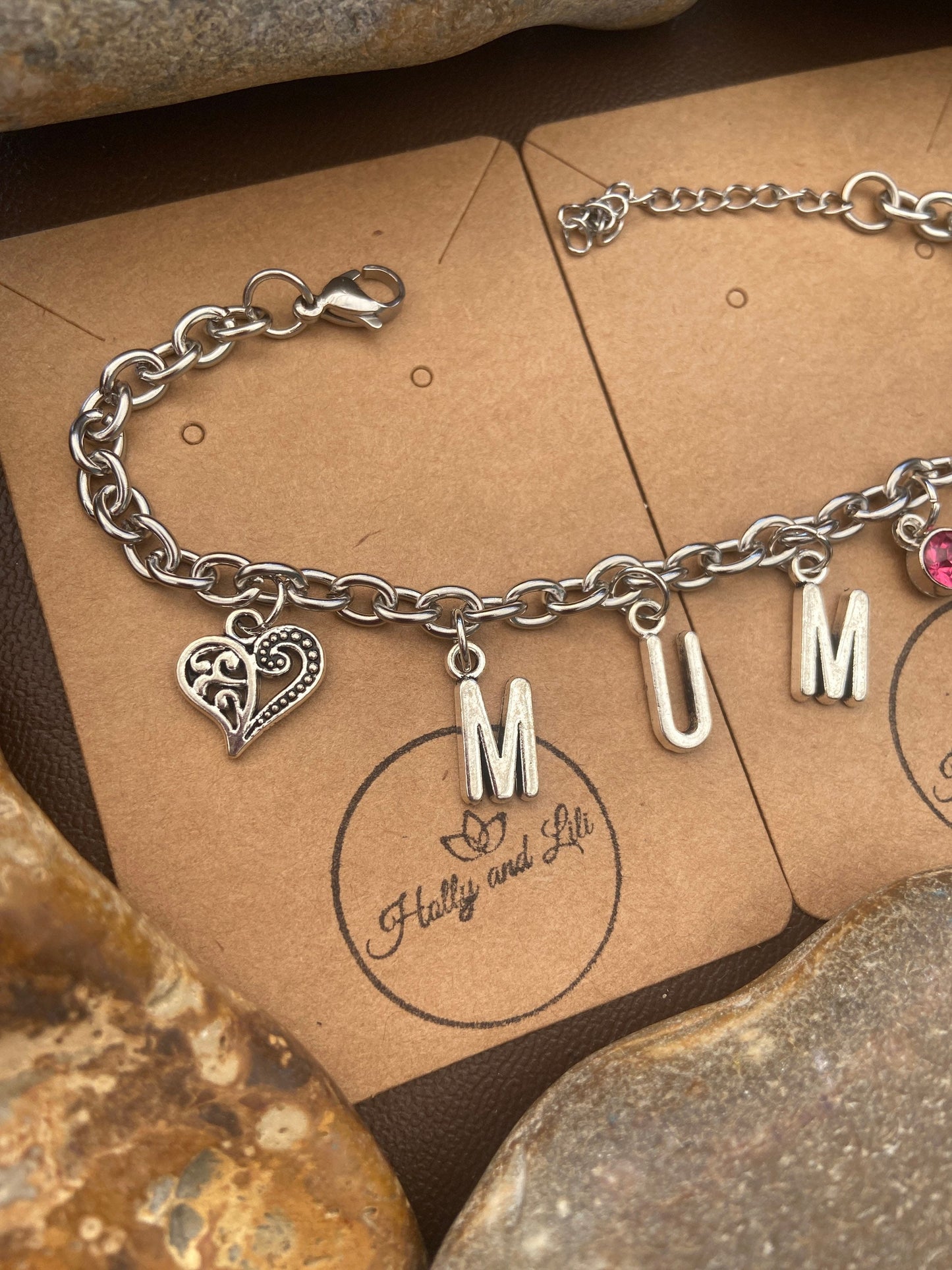 Mum Bracelet, Alphabet Initial Bracelet, Birthstone Bracelet, Initial Bracelet, Mums Anklet, Mummy Bracelet, Personalised Bracelet, Mam