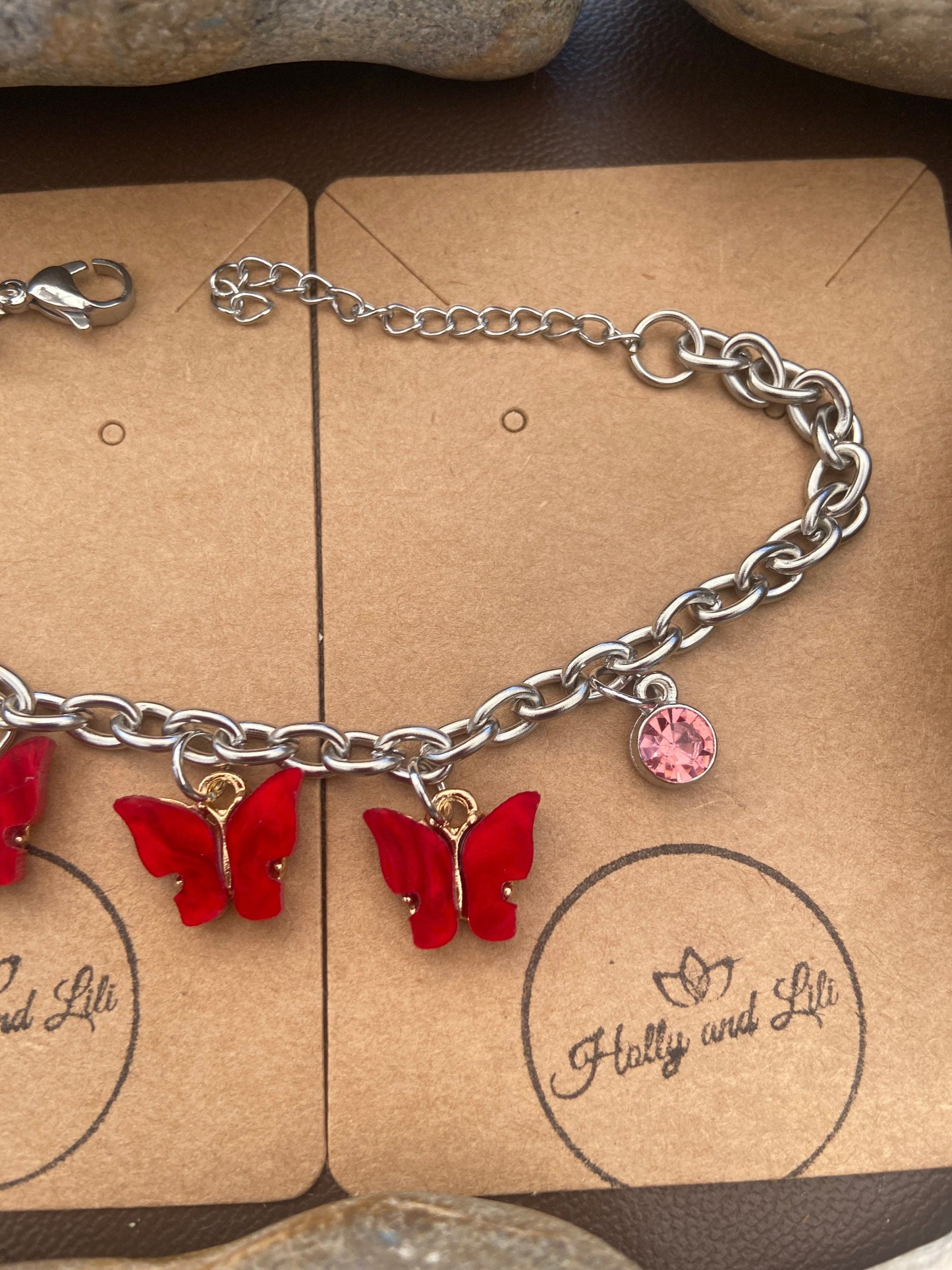 Butterfly Bracelet, Alphabet Initial Bracelet, Birthstone Bracelet, Initial Bracelet, Butterfly Anklet, Butterflies Bracelet, Bracelet