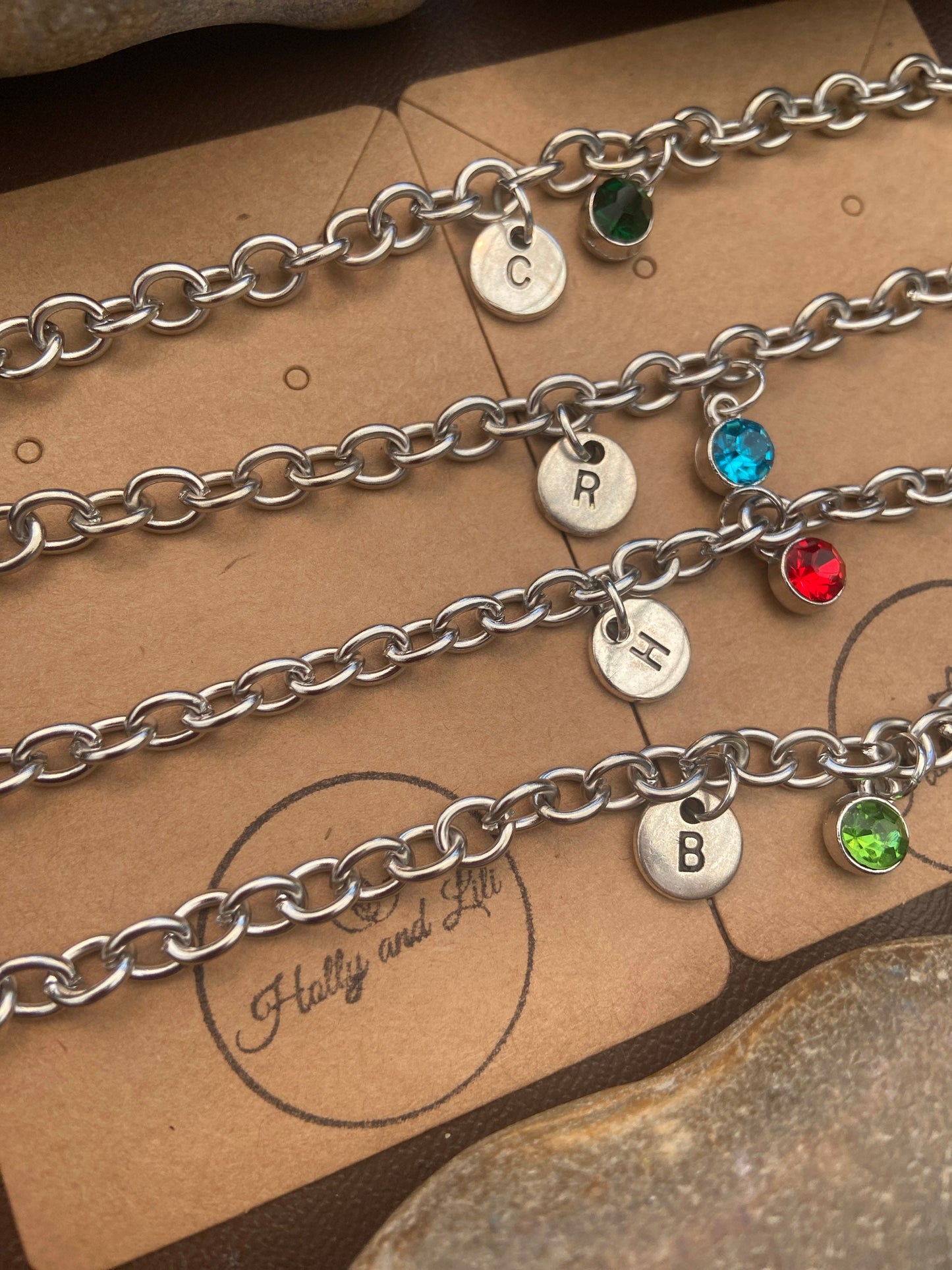 Alphabet Initial Bracelet, Birthstone Bracelet, Initial Bracelet, Initial Anklet, Initial Bracelet, Personalised Bracelet