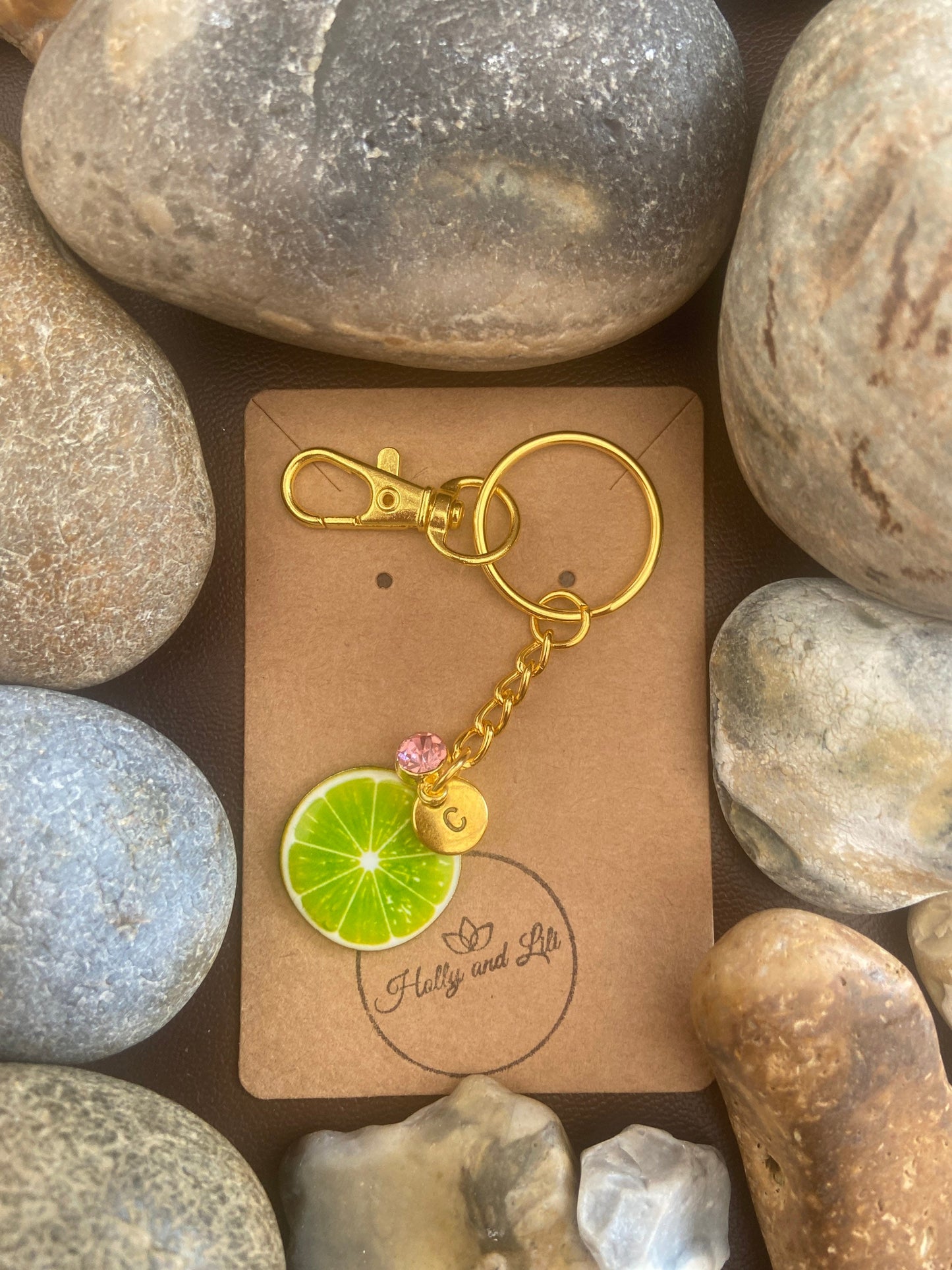 Lime Fruit Style Personalised Keychain, Limes Fruit Keyring, Lime Fruit Alphabet Initials, Birthstone Charm, Limes Gifts, Fruit Zipper Chain