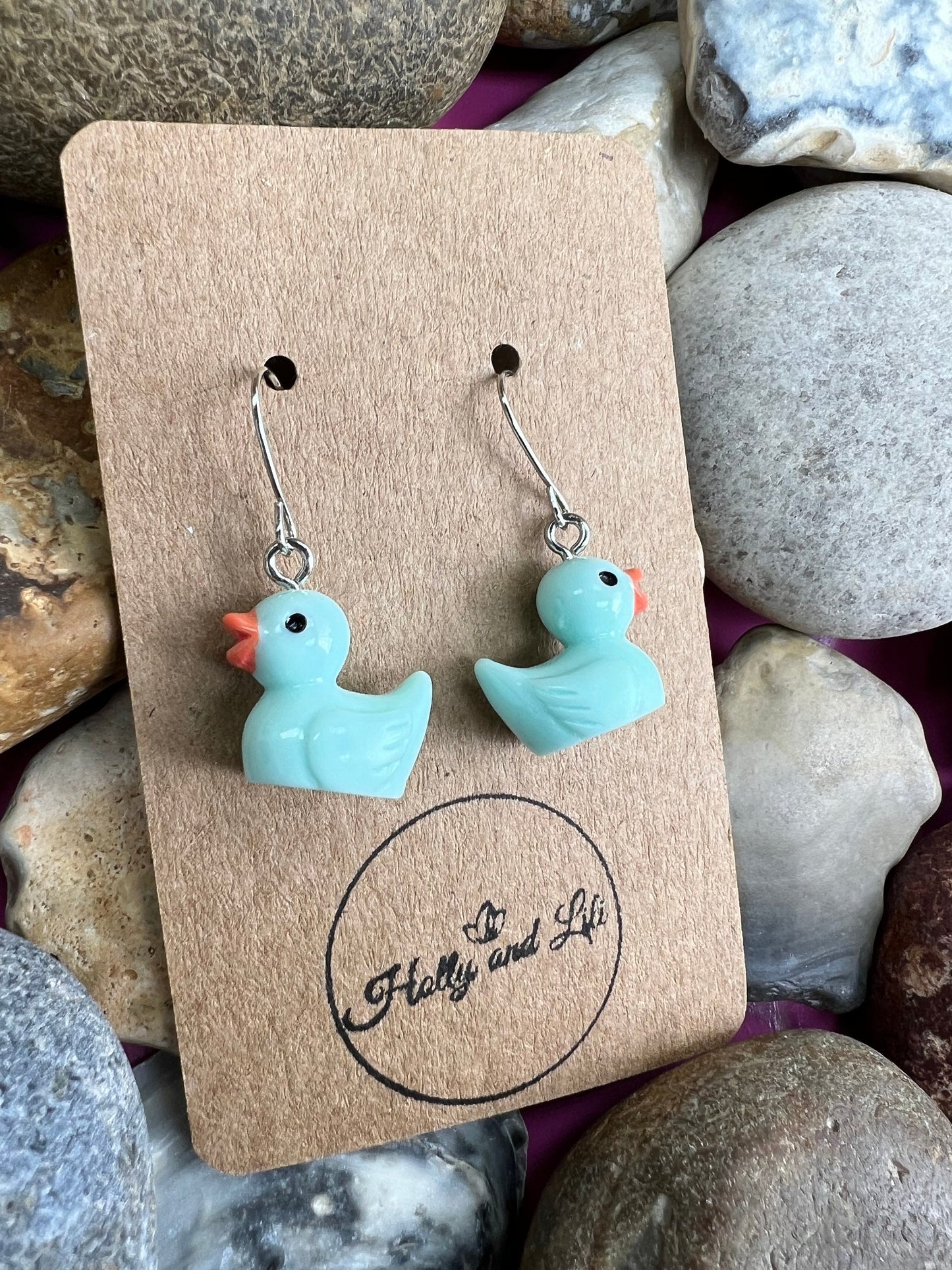 Duck Teal Earrings, Hoop Earrings, First Earring Hooks, Ducks, Chuck, Ducky, Duckling, Drake, Geese, Duck Earring, Duck Hoops, Quacks