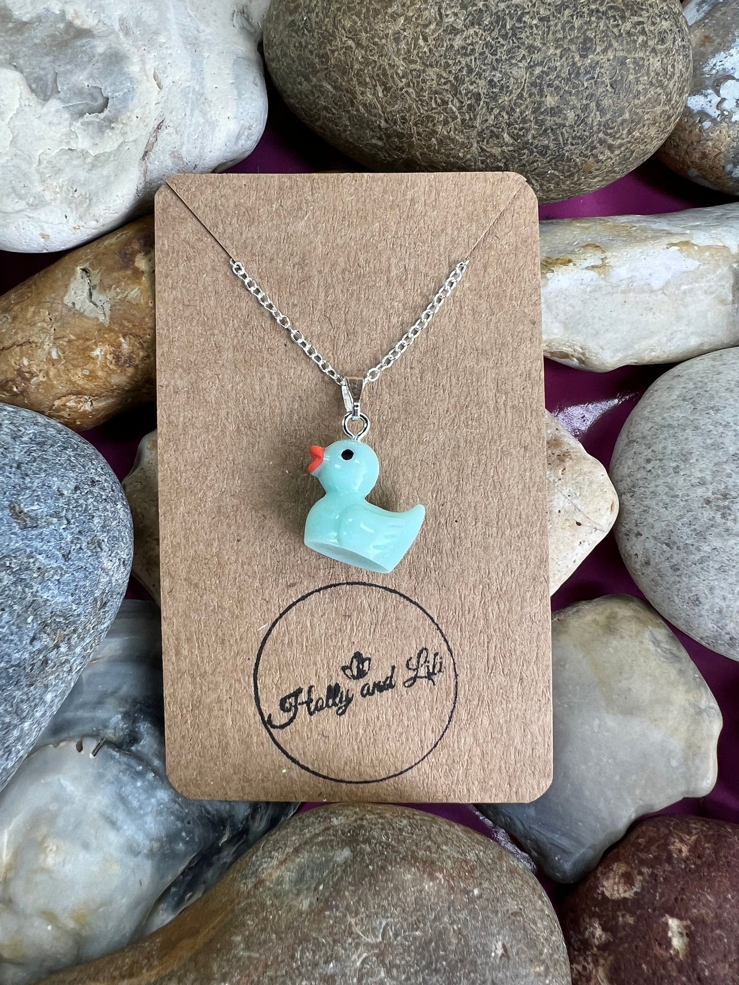 Duck Teal Personalised Pendant Charm Necklace, Rubber Duck, Alphabet Initials, Birthstone Charm, Ducks, Ducky, Quack, Rubber Duck, BFF