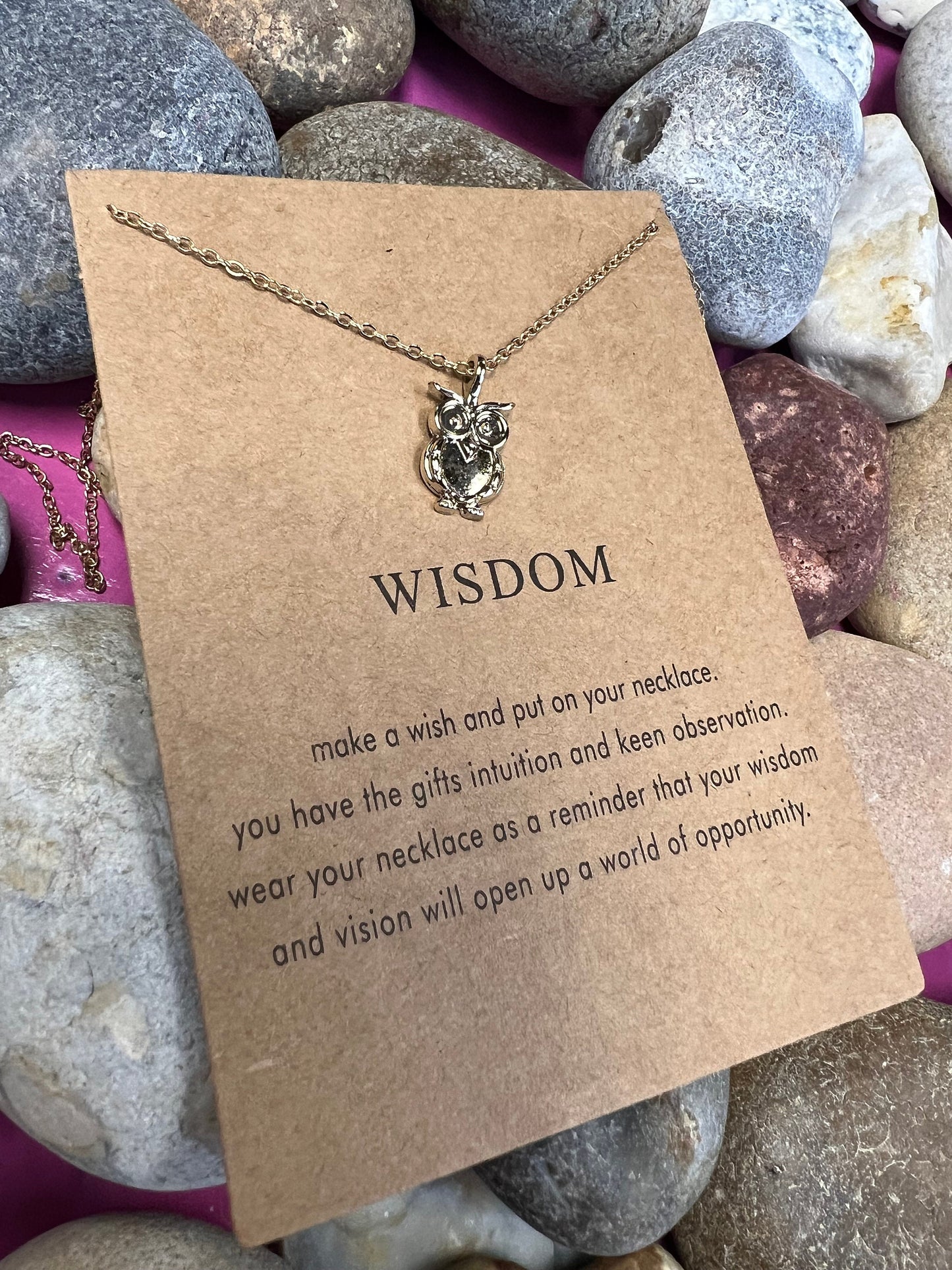 Wisdom Necklace, Birthday Gifts, Wisdom Gifts, Wise Necklace, Personalised, Zodiac, Owl Necklace, Mothers Day, Best Wishes Chain, For Lover