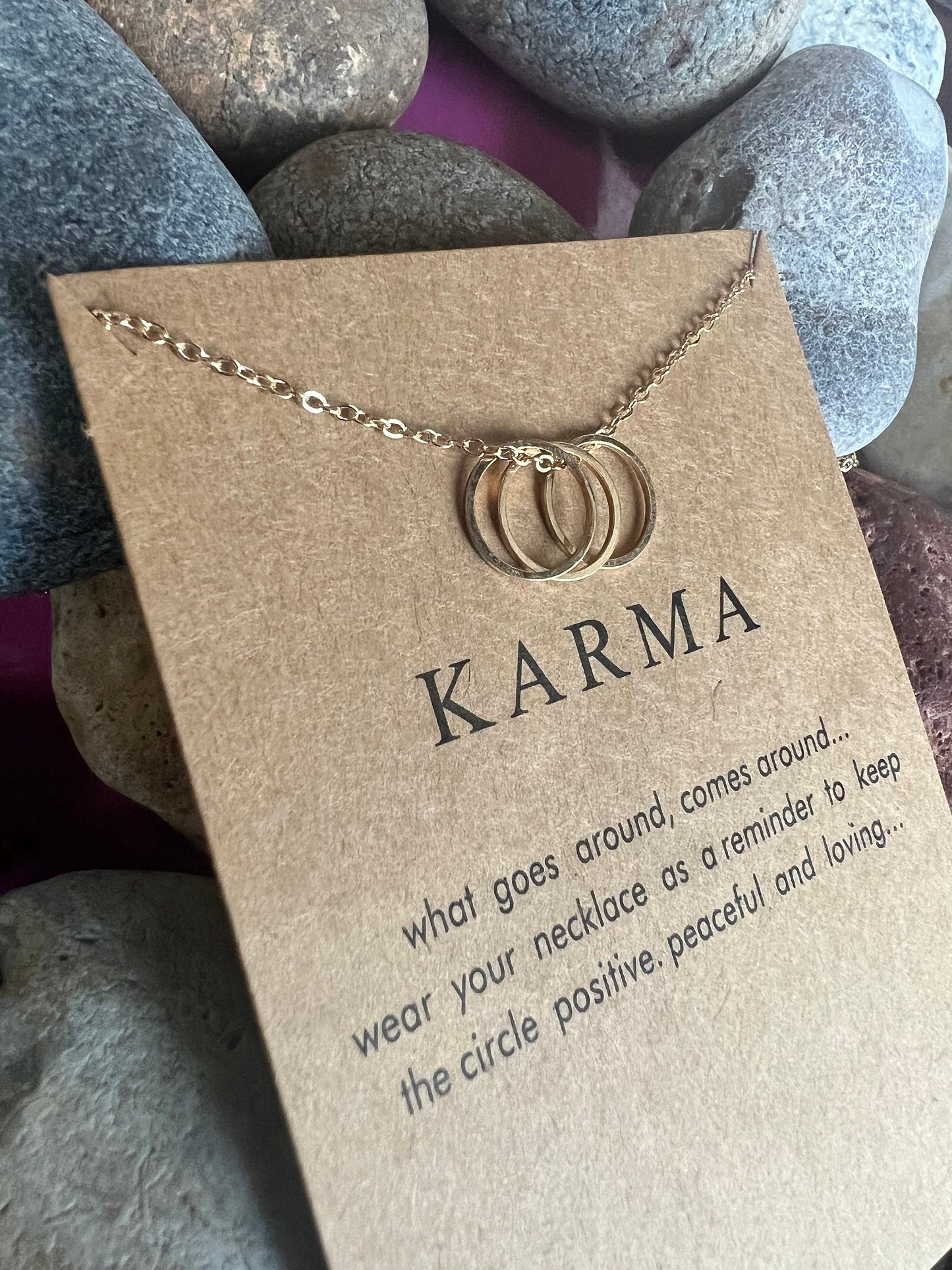 Karma Triple Ring Necklace, Birthday Gifts, Stability Necklace, Personalised, Zodiac, Gift Necklace, Spirituality, Karma Chain, For My Lover