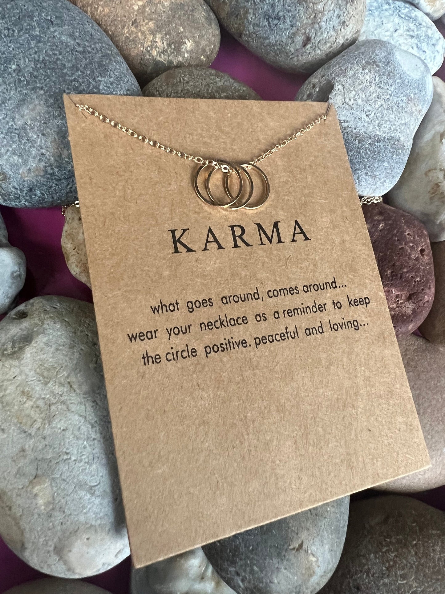 Karma Triple Ring Necklace, Birthday Gifts, Stability Necklace, Personalised, Zodiac, Gift Necklace, Spirituality, Karma Chain, For My Lover