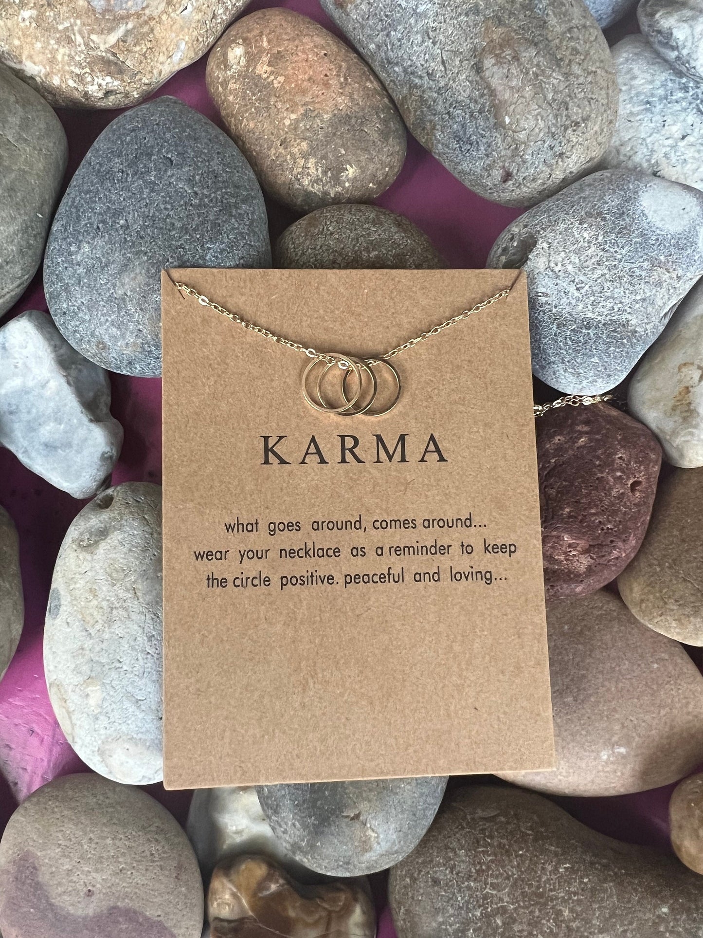 Karma Triple Ring Necklace, Birthday Gifts, Stability Necklace, Personalised, Zodiac, Gift Necklace, Spirituality, Karma Chain, For My Lover