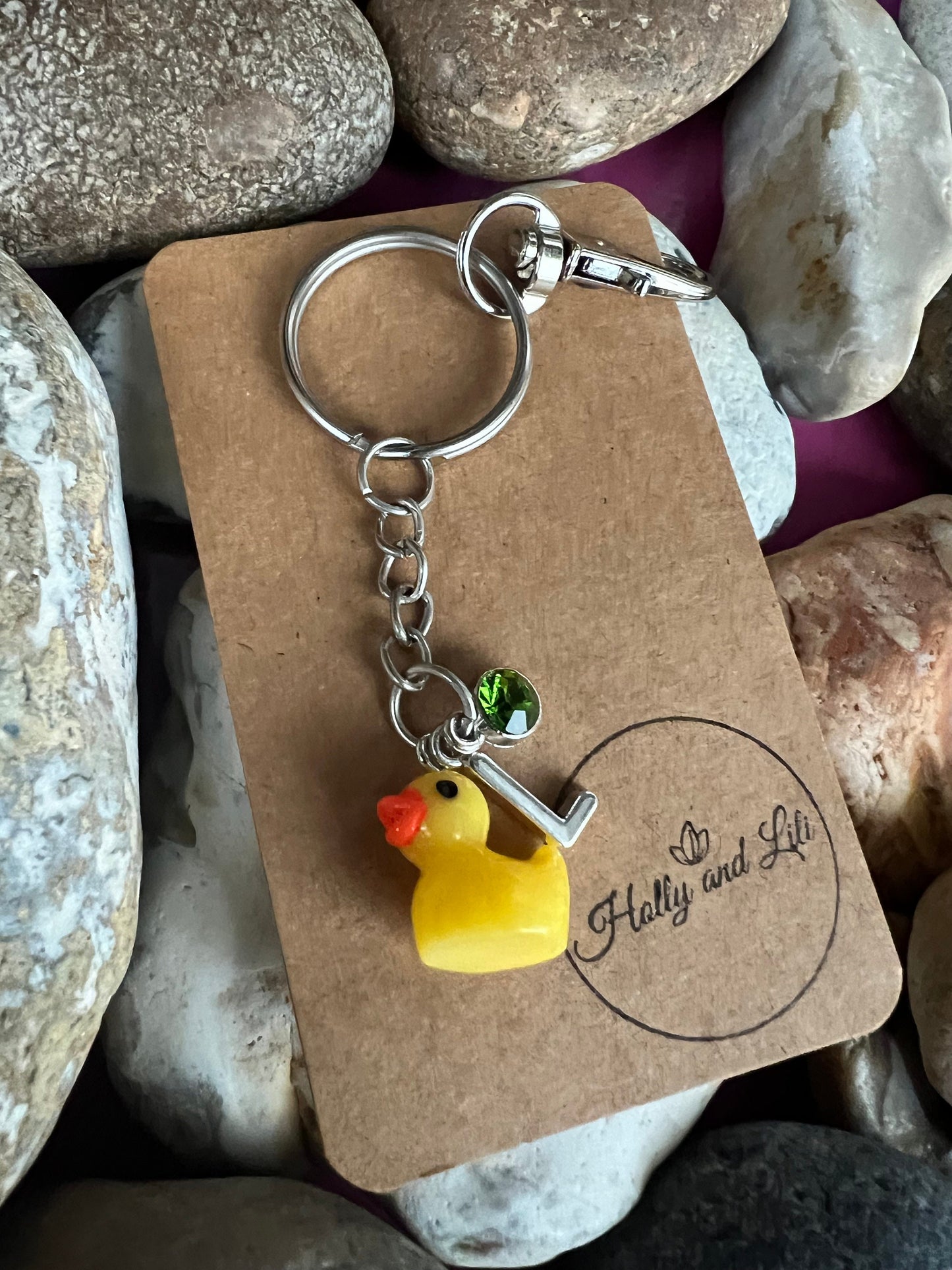 Duck Yellow Personalised Keychain, Quack Keyring, Alphabetical Initial, Birthstone Charms, Bird Zipper Chains For Her, Novelty Duck, BFF