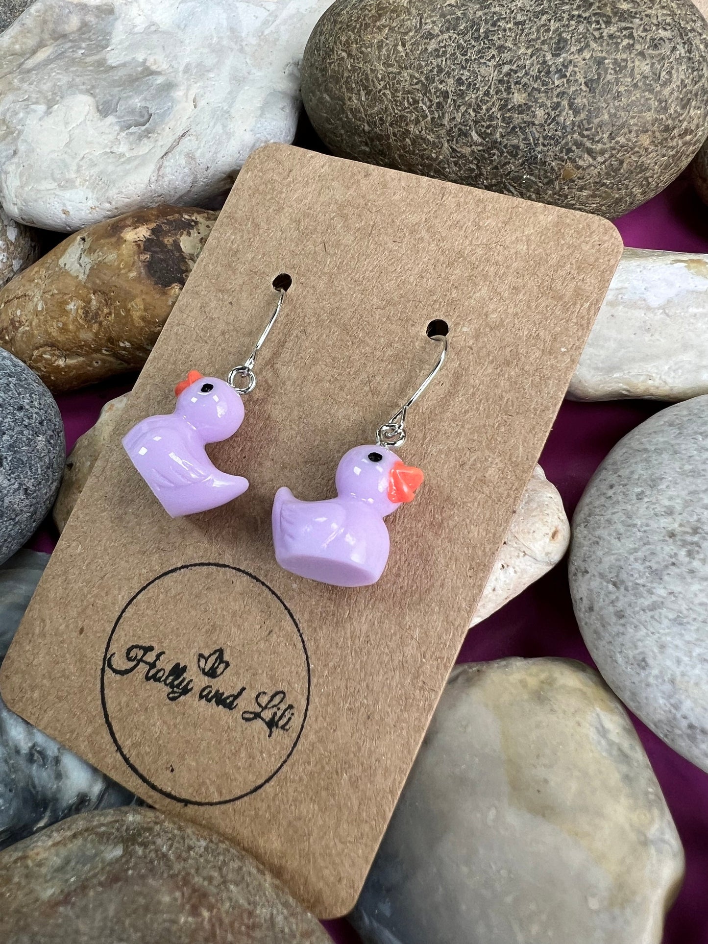 Duck Purple Earrings, Hoop Earrings, First Earring Hooks, Ducks, Chuck, Ducky, Duckling, Drake, Geese, Duck Earring, Duck Hoops, Quacks