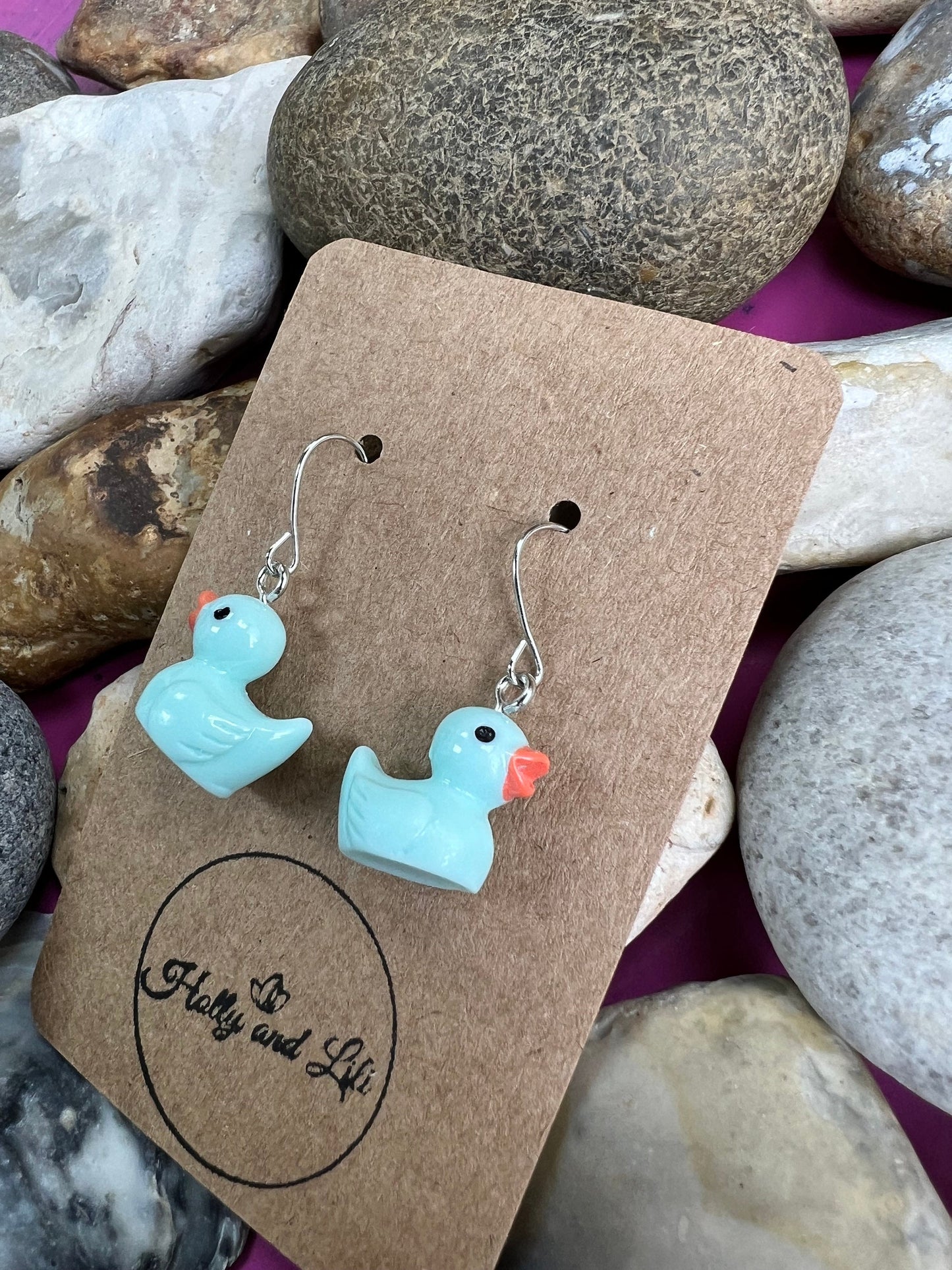 Duck Teal Earrings, Hoop Earrings, First Earring Hooks, Ducks, Chuck, Ducky, Duckling, Drake, Geese, Duck Earring, Duck Hoops, Quacks