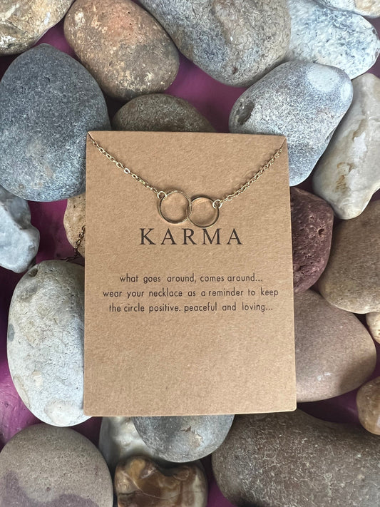 Karma Double Ring Necklace, Birthday Gifts, Stability Necklace, Personalised, Zodiac, Gift Necklace, Spirituality, Karma Chain, For My Lover