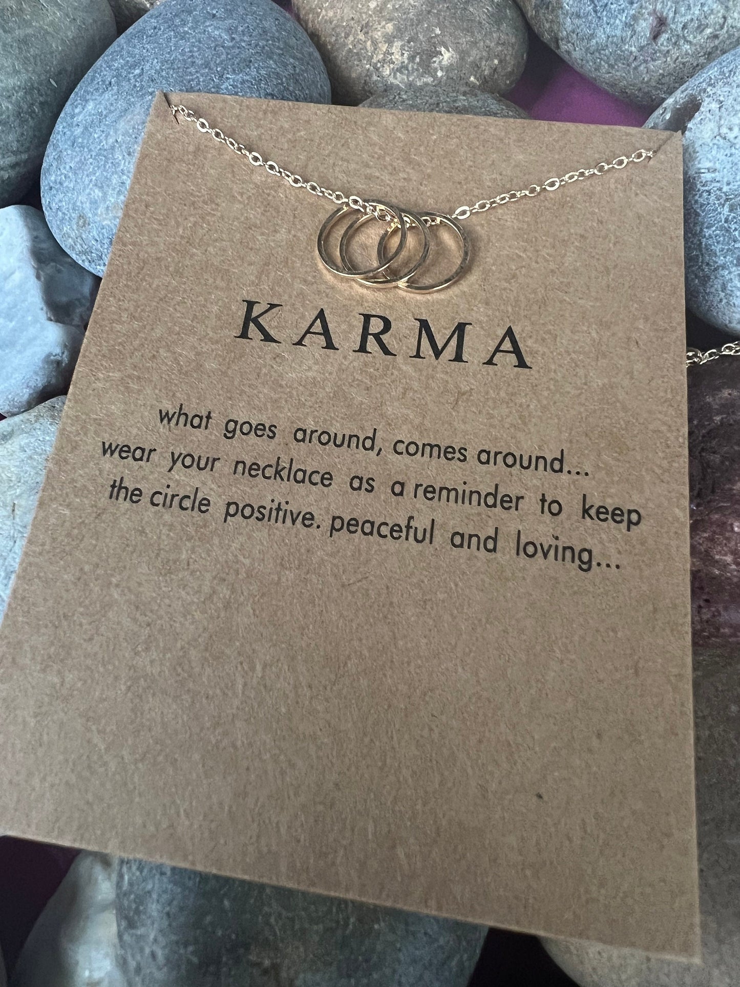 Karma Triple Ring Necklace, Birthday Gifts, Stability Necklace, Personalised, Zodiac, Gift Necklace, Spirituality, Karma Chain, For My Lover