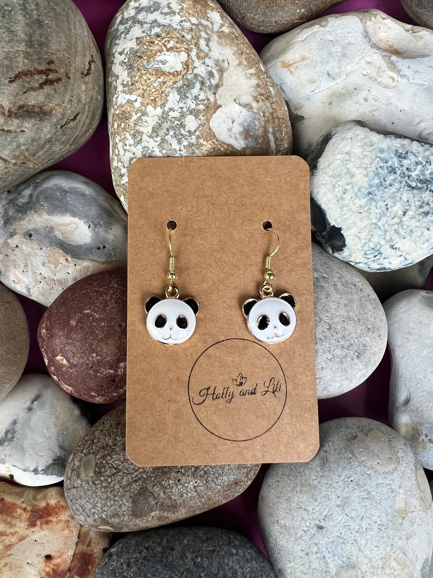 Panda Style Novelty Earrings, Personalised Earrings Hooks, Panda Earrings,  Panda Bear Earrings,Earrings, Panda Hoops, Panda Gifts