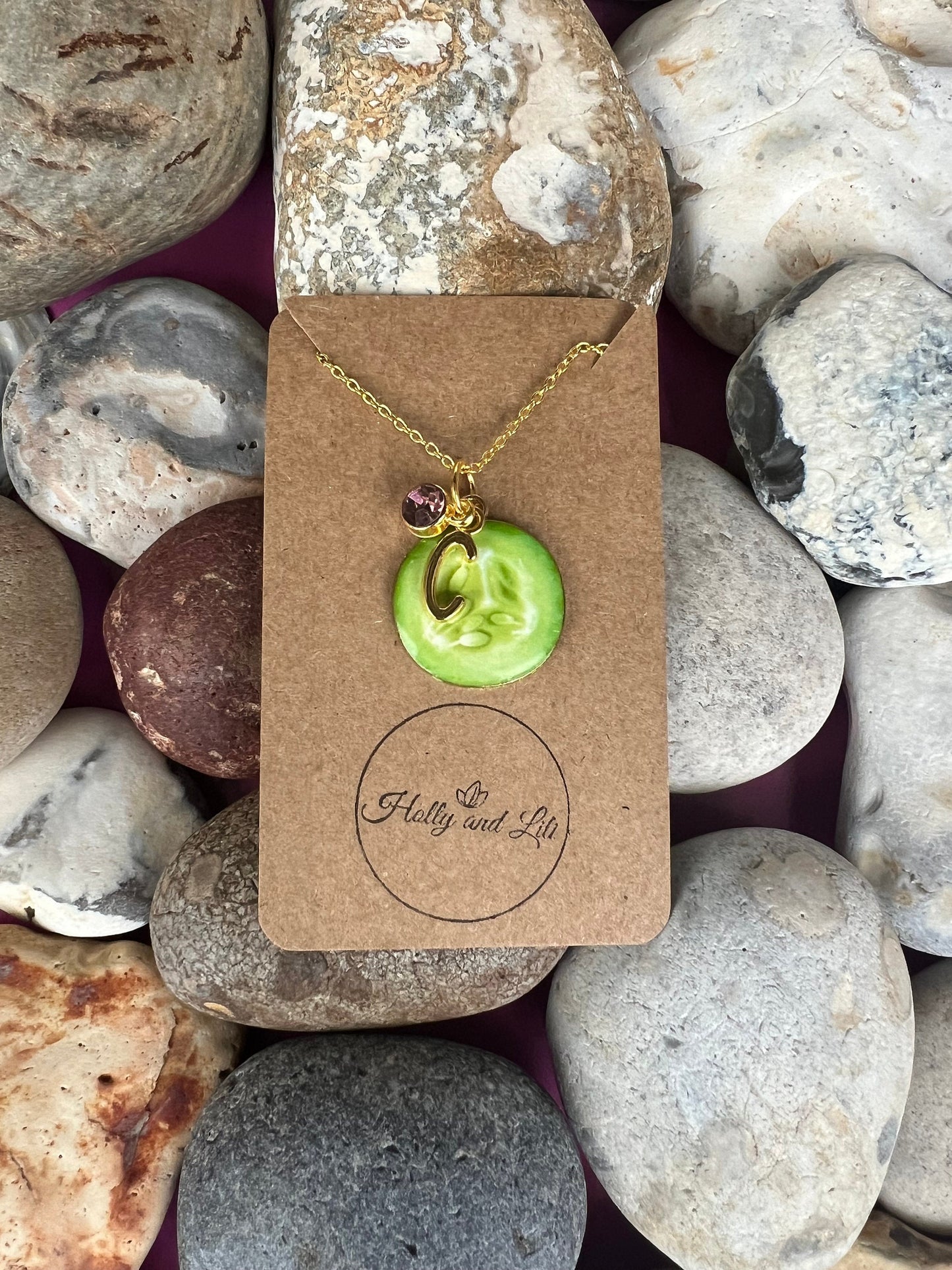 Cucumber Necklace, Personalised Pendant Charm Necklace, Alphabet Initials, Birthstone Charm, Fruit Necklace, Cool As A Cucumber Gifts