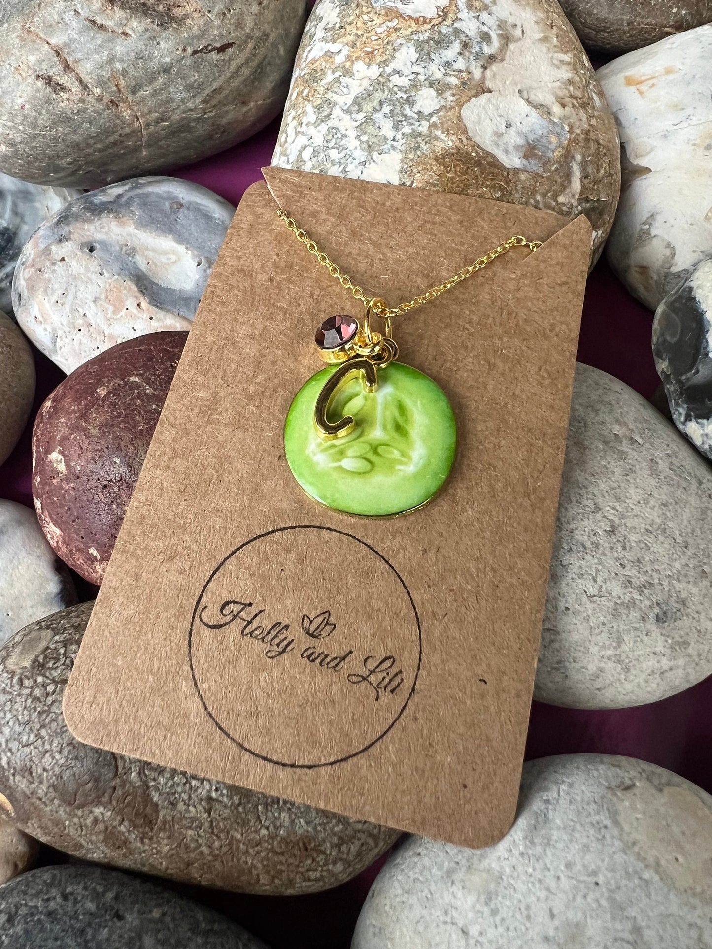 Cucumber Necklace, Personalised Pendant Charm Necklace, Alphabet Initials, Birthstone Charm, Fruit Necklace, Cool As A Cucumber Gifts