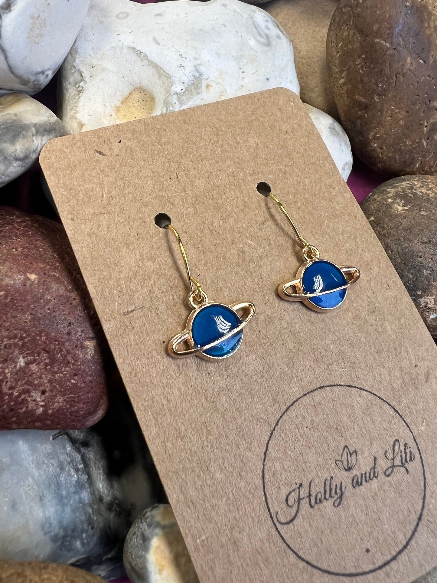 Blue Planet Earrings, Personalise your earrings Hooks, Novelty Hoops, Galaxy Earrings, Planets Earring, Outer Space, Milky Way