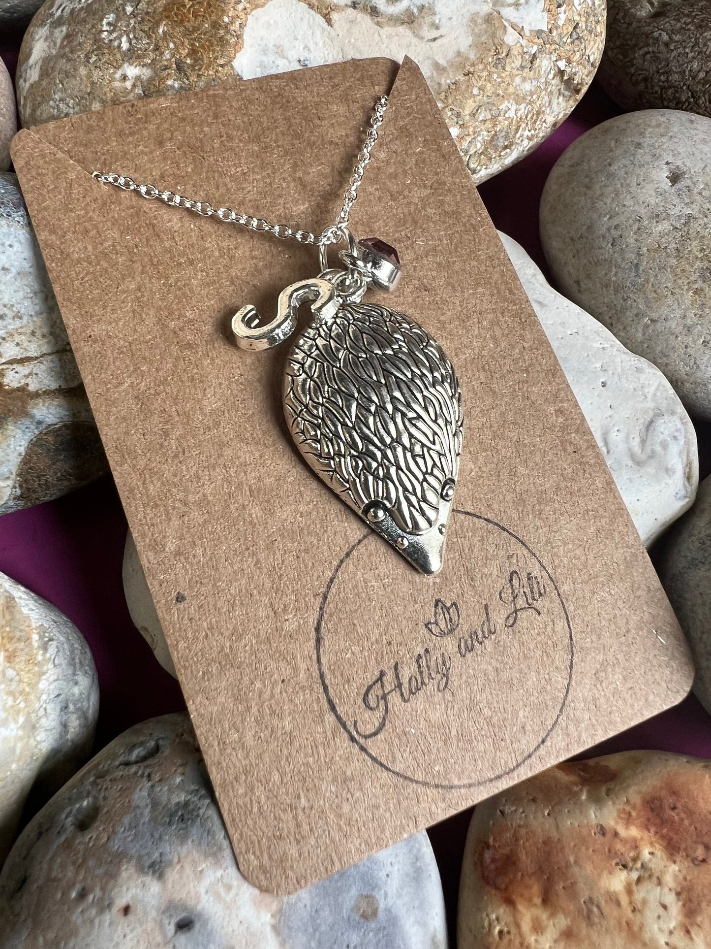 Hedgehog Personalised Pendant Hog Charm Necklace, Alphabet Initials, Birthstone Charm, Hedgehogs, First Necklace, Animal, Cute Hedgehog