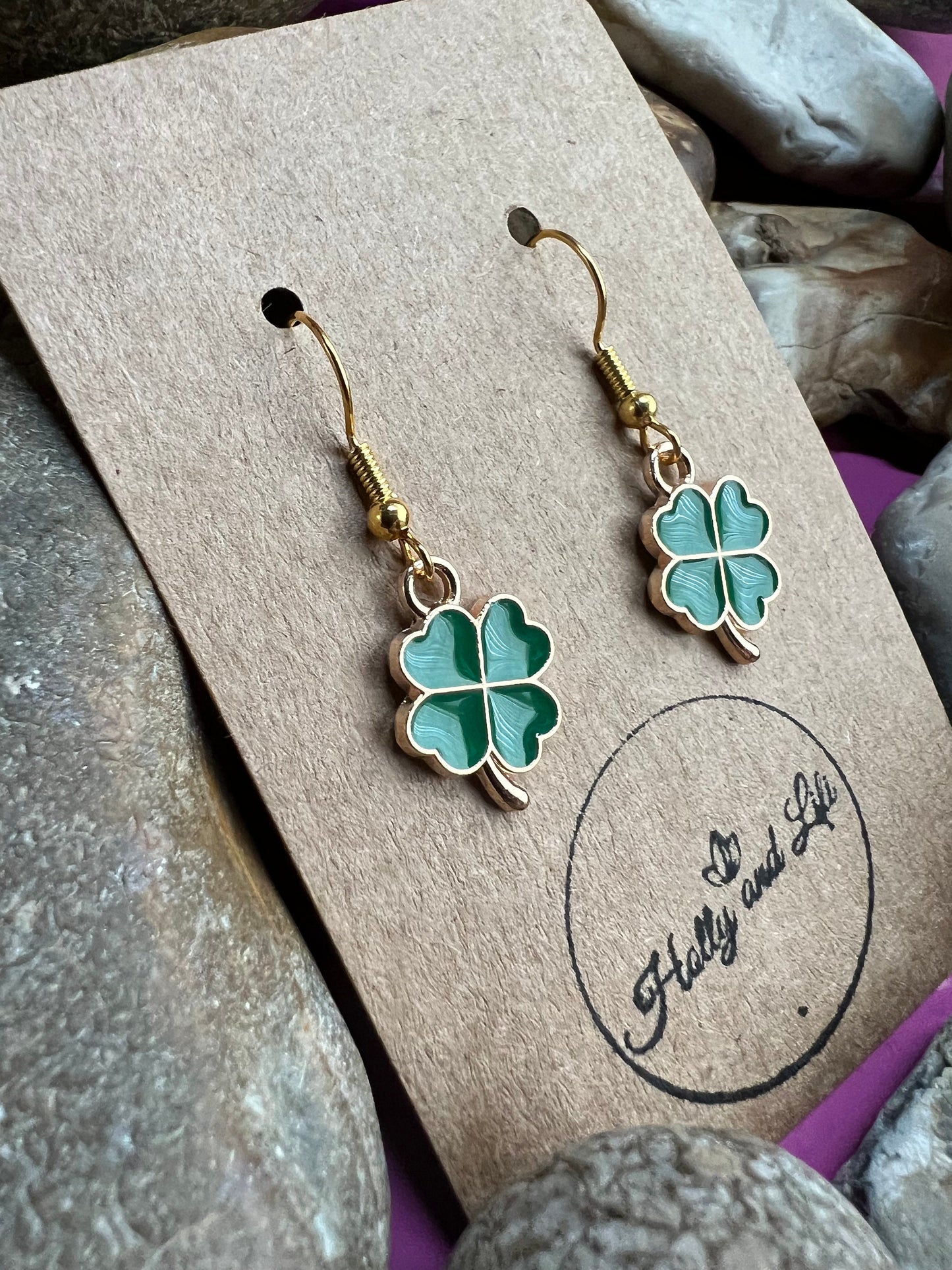 Clover Flower Earrings, Personalised Plants Earrings, Flowers Earrings, Daisie Earring Hooks, Four Leaf Clover Earring Hoops, First Earrings