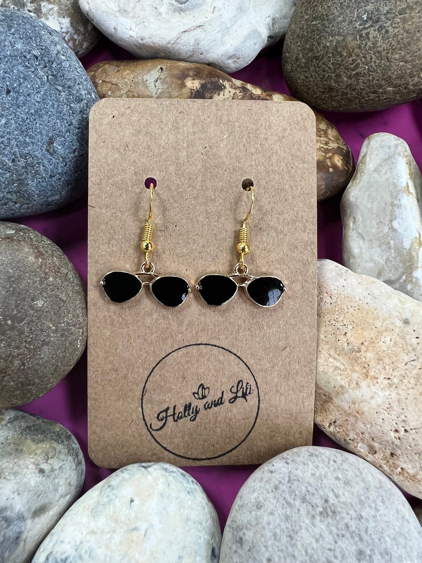 Sunglasses Novelty Earrings, Shades Earring Hooks, Novelty Glasses Dangle Drop Earrings, Personalised Earrings, Sunglasses Hoops