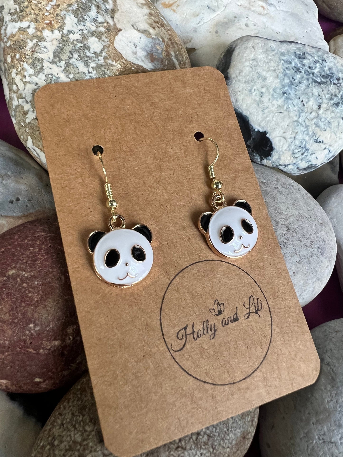 Panda Style Novelty Earrings, Personalised Earrings Hooks, Panda Earrings,  Panda Bear Earrings,Earrings, Panda Hoops, Panda Gifts