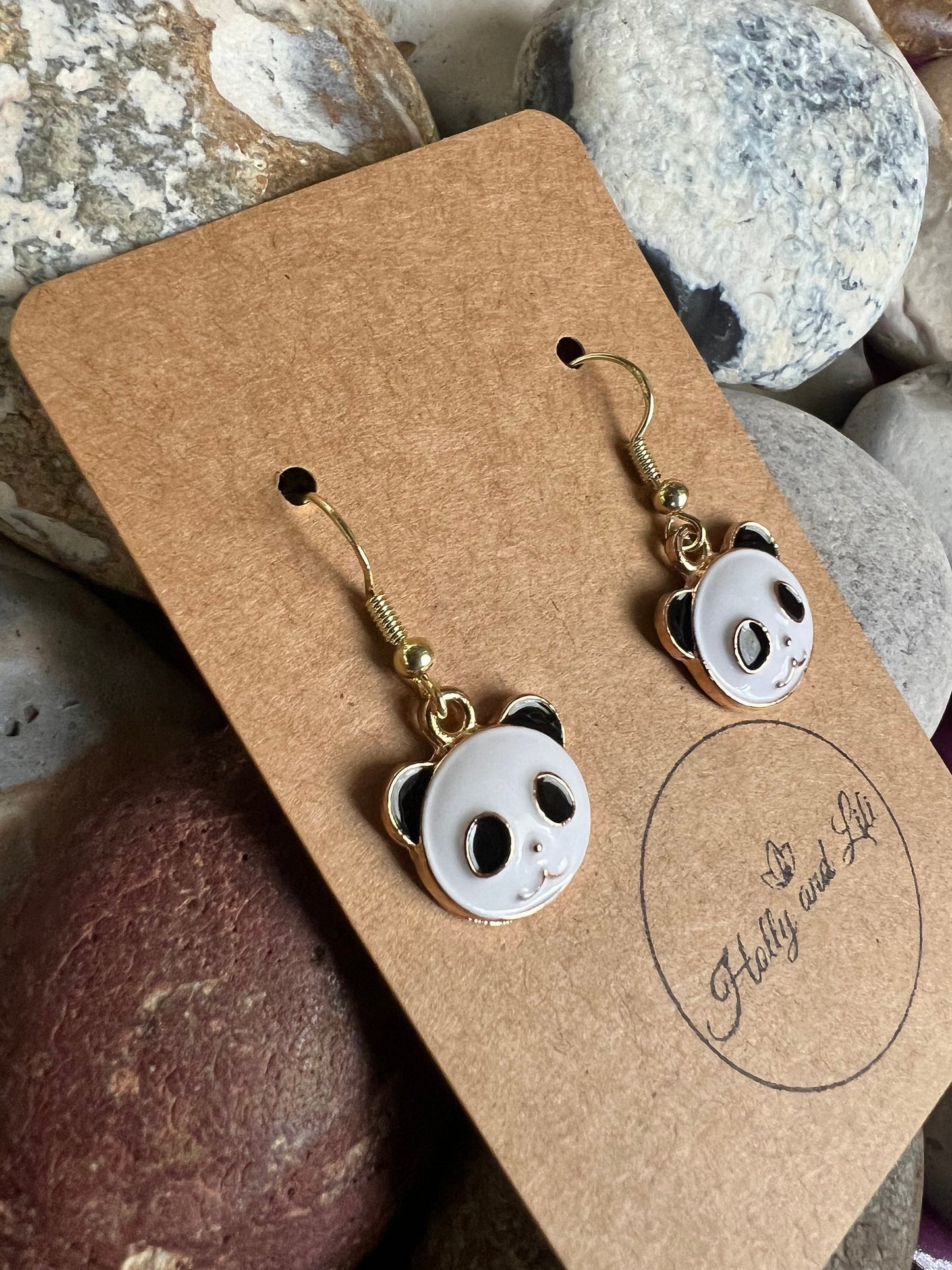 Panda Style Novelty Earrings, Personalised Earrings Hooks, Panda Earrings,  Panda Bear Earrings,Earrings, Panda Hoops, Panda Gifts