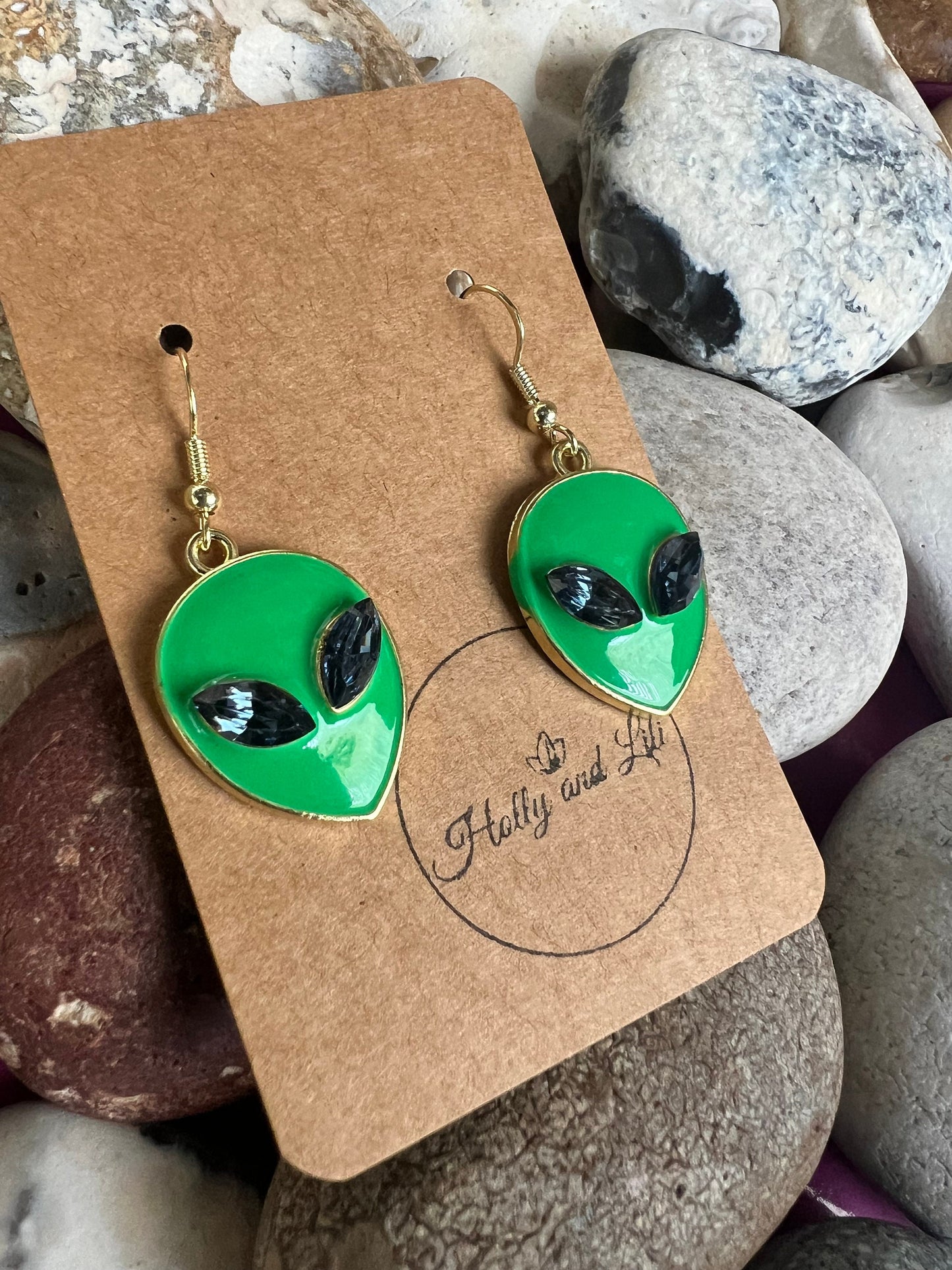 Alien Style Novelty Earrings, Personalised Earrings Hooks, Alien Earrings, Marshan, Extraterrestrial,Earrings, Alien Hoops, Alien Gifts