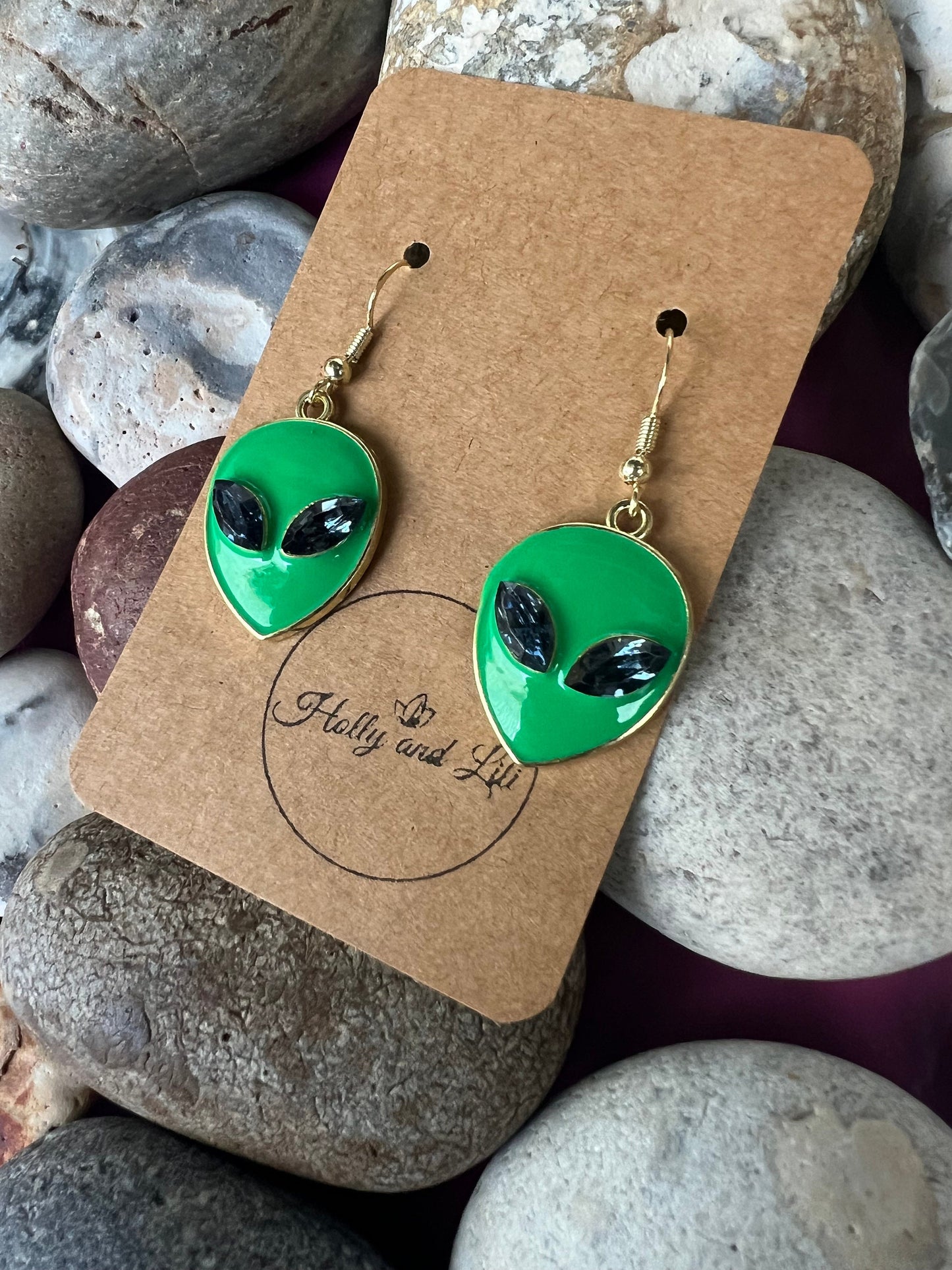 Alien Style Novelty Earrings, Personalised Earrings Hooks, Alien Earrings, Marshan, Extraterrestrial,Earrings, Alien Hoops, Alien Gifts