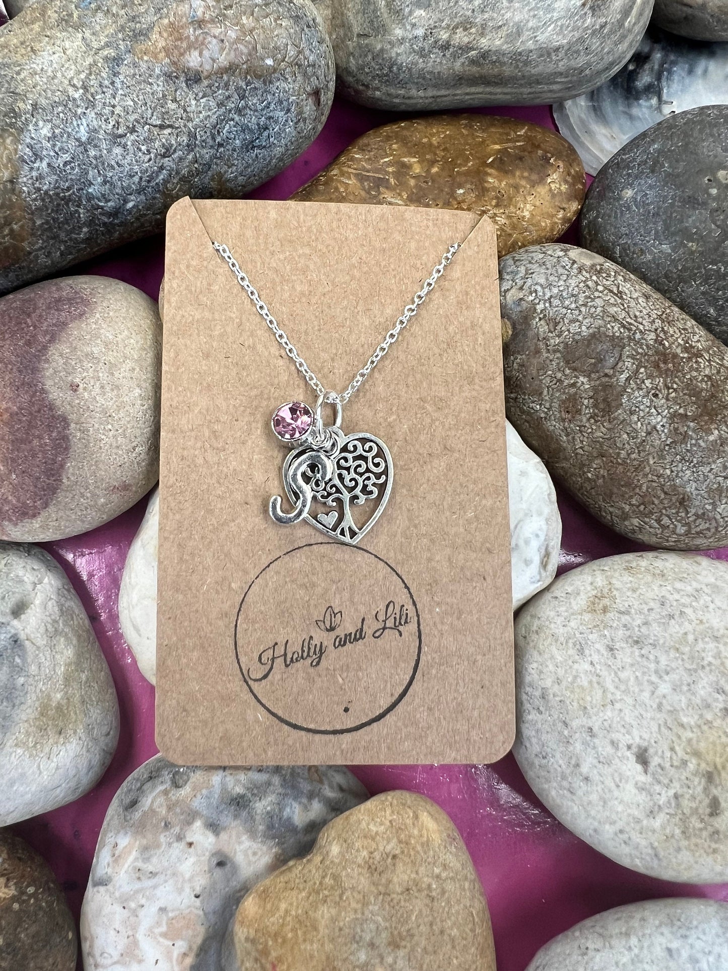 Heart Personalised Pendant Charm Tree Of Life Heart Necklace, Alphabet Initials, Birthstone, Love Chain, Hearts,To The One I Love, TOL, Life