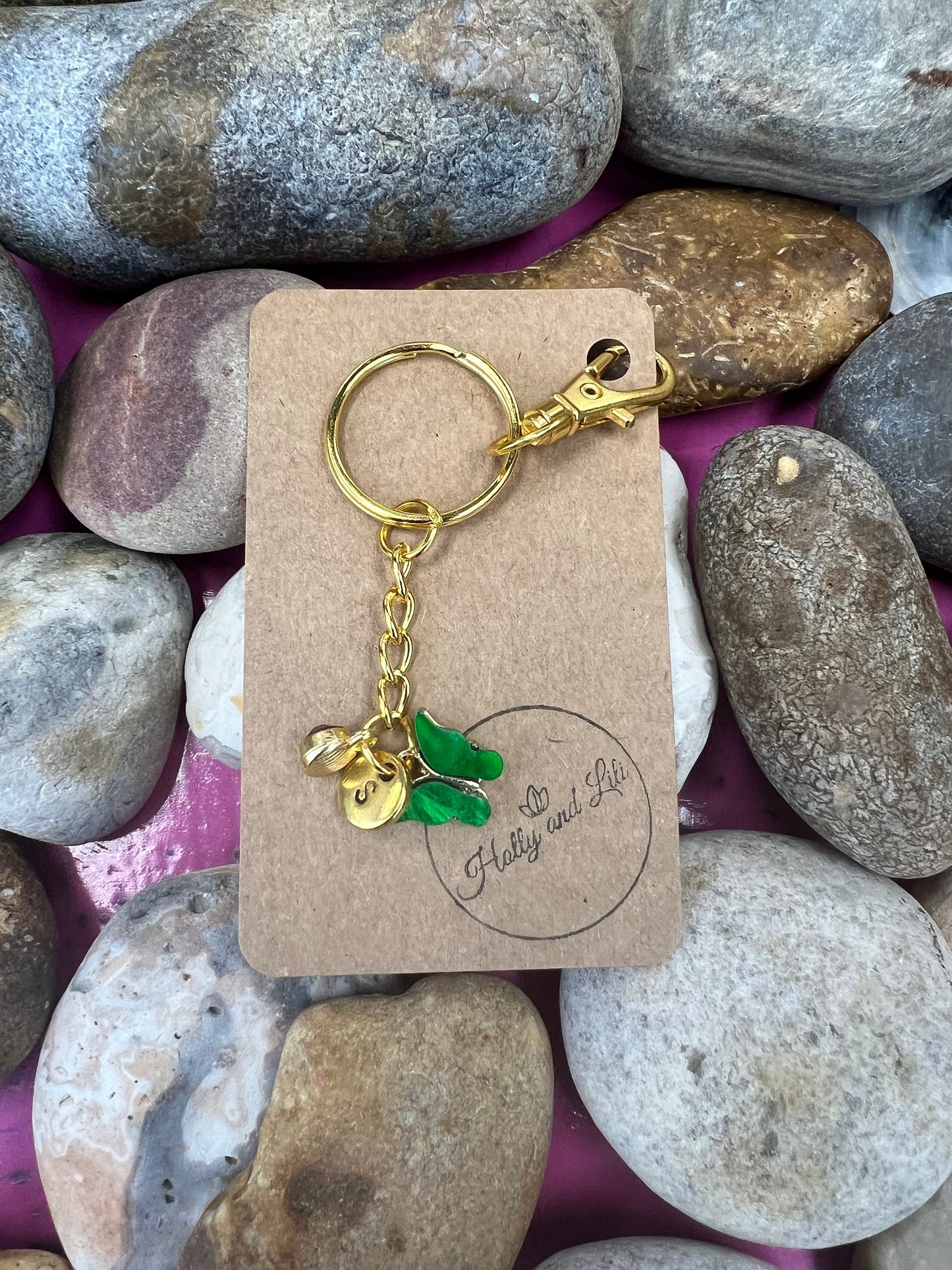 Butterfly Green Personalised Keychain, Quack Keyring, Alphabetical Initial, Birthstone Charms, Insect Zipper Chains, Novelty, BFF