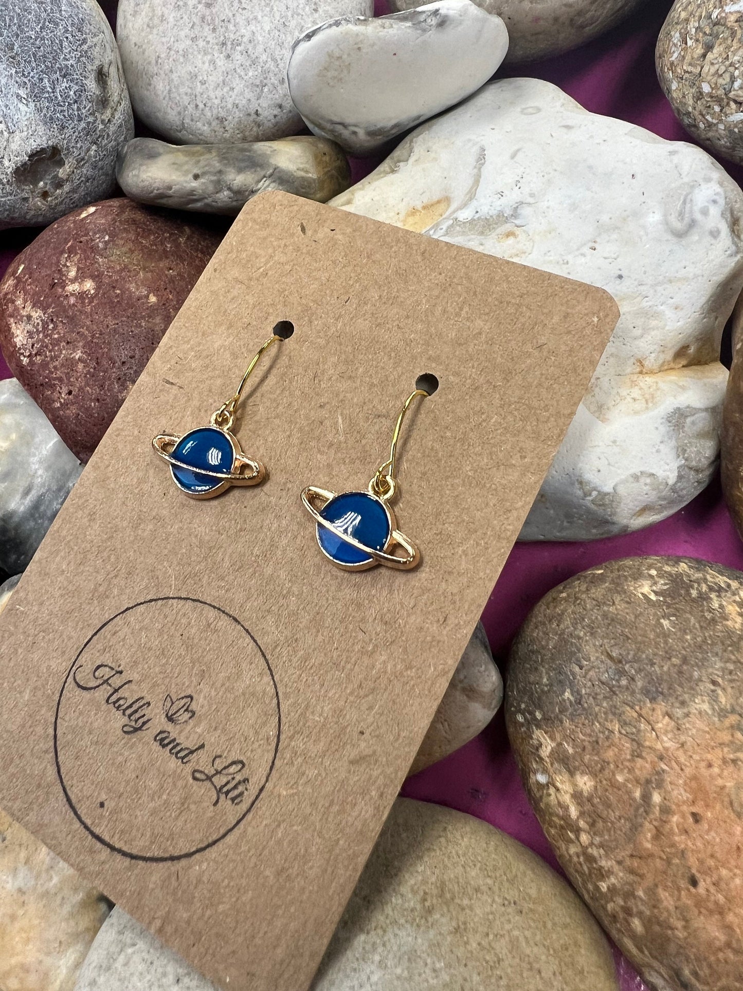 Blue Planet Earrings, Personalise your earrings Hooks, Novelty Hoops, Galaxy Earrings, Planets Earring, Outer Space, Milky Way