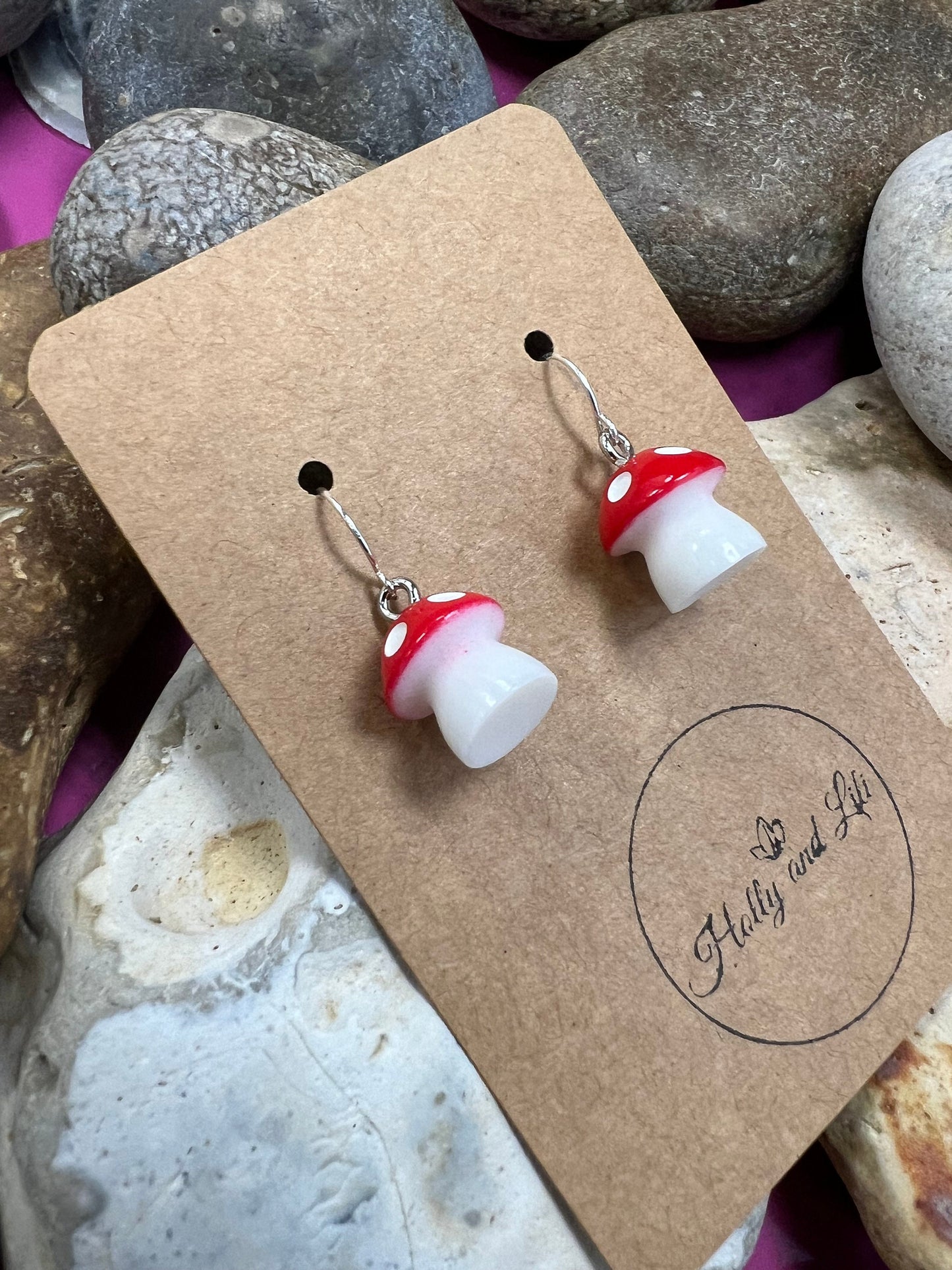 Mushroom 925 Sterling Silver Earrings, Red Shroom Earrings, Toadstool Earring, Mushy Earring, Novelty Mushrooms Gift 925 Fine jewellery