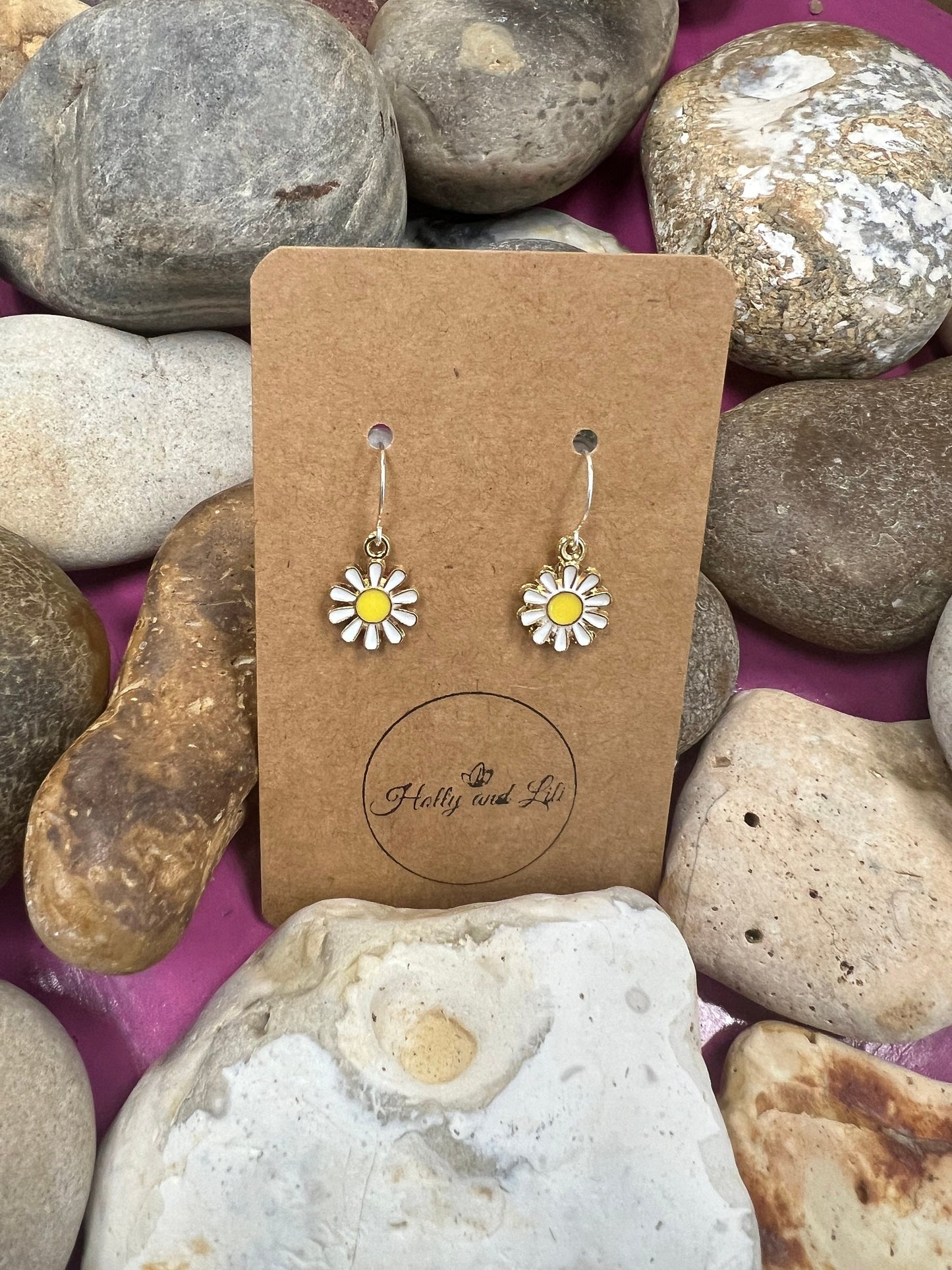 Daisy Flower 925 Sterling Silver Earrings, Personalised Plants Earrings, Flowers Earrings, Daisie Hooks, Flower Earring Hoops