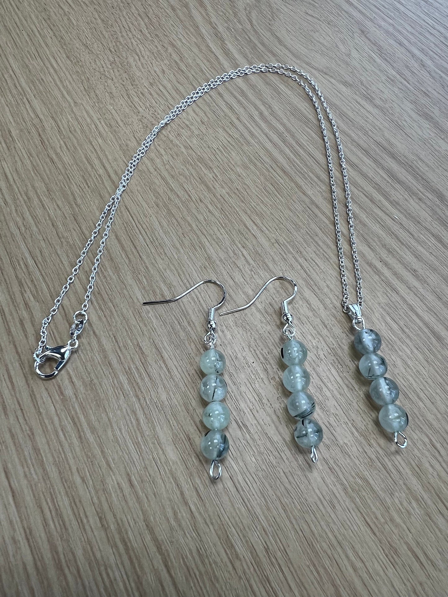 Birthstone Crystal Prehnite Bead Drop And Dangle Earrings,  Healing 925 Earrings, Sterling Silver 925, Birthday Jewellery Gift Set, August