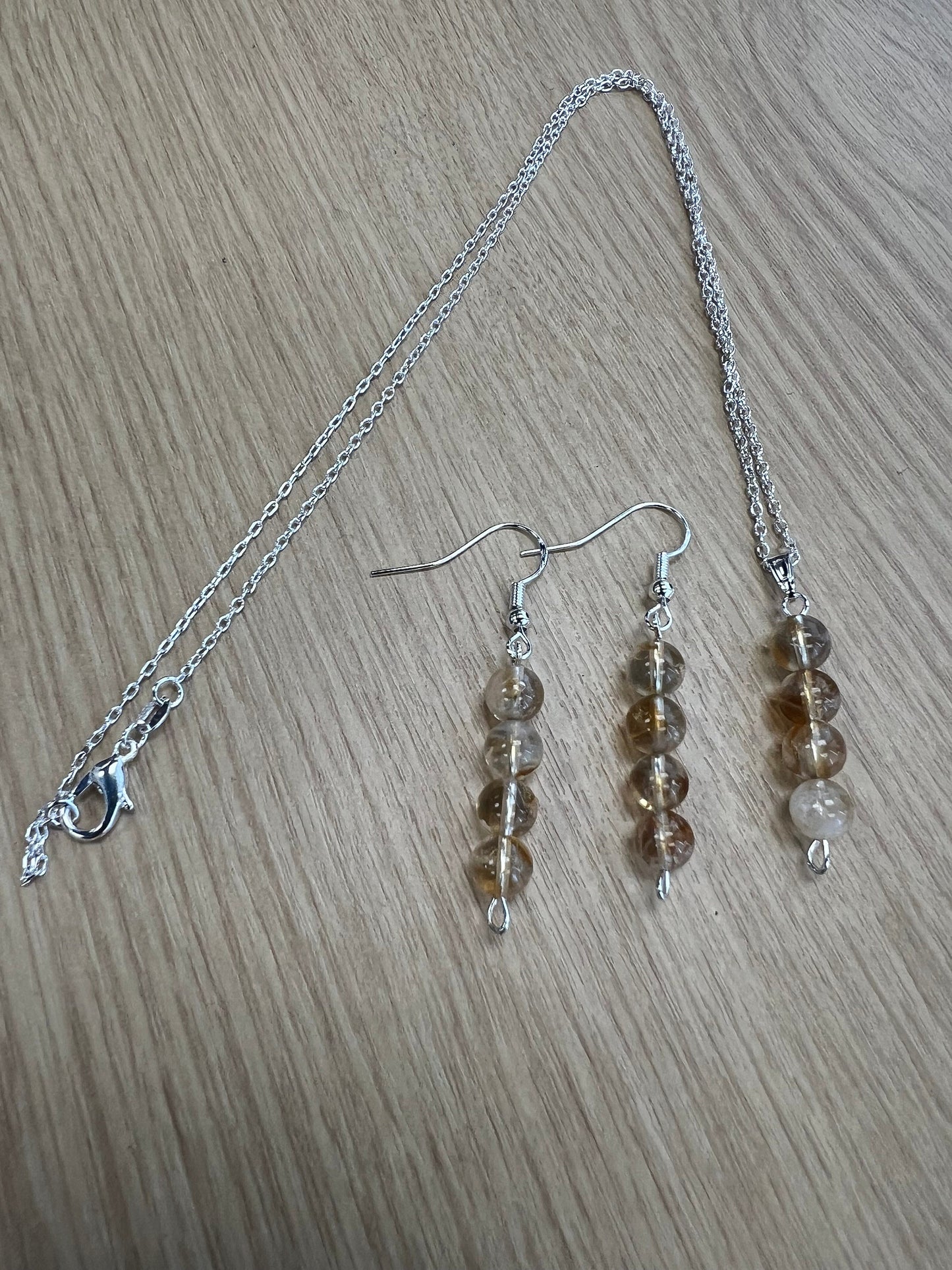 Birthstone Crystal Citrine Bead Drop And Dangle Earrings,  Healing 925 Earrings, Sterling Silver 925, Birthday Jewellery Gift Set, November